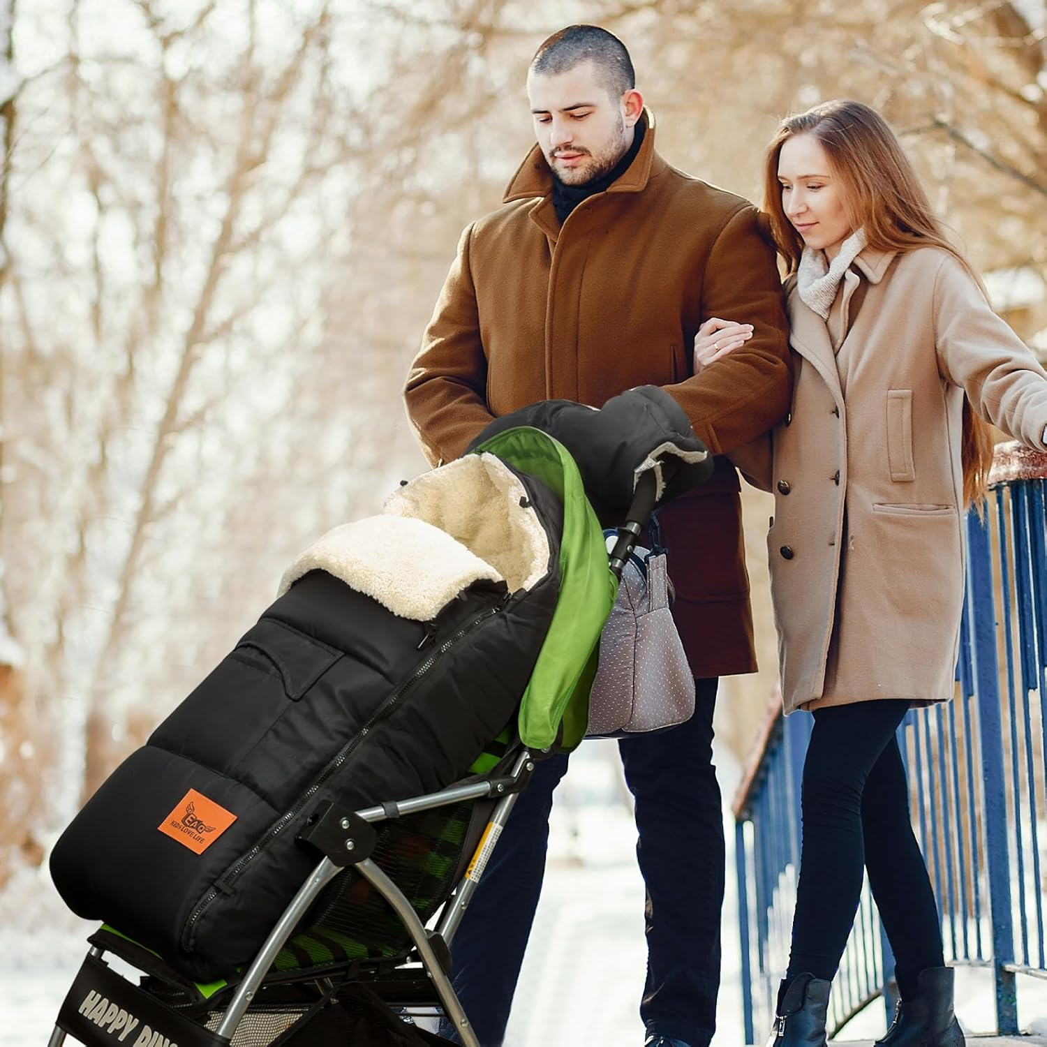 EAQ Cosytoes Footmuff with Handmuff Baby Footmuff Fleece Lined Cosytoes Warm Washable Universal Pushchair Footmuff image number 1