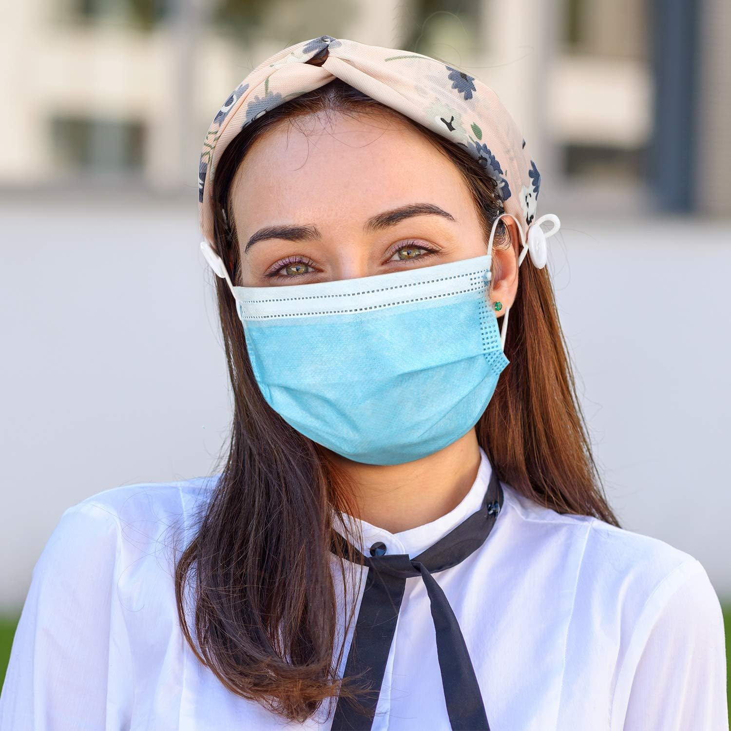 WILLBOND 12 Pieces Headbands with Buttons for Mask Women Button Hair Band for Nurses Doctor Protect Ears, Boho Stretchy Cross Knotted Headband Elastic Yoga Sports Headbands Non Slip Turban Headwrap image number 6