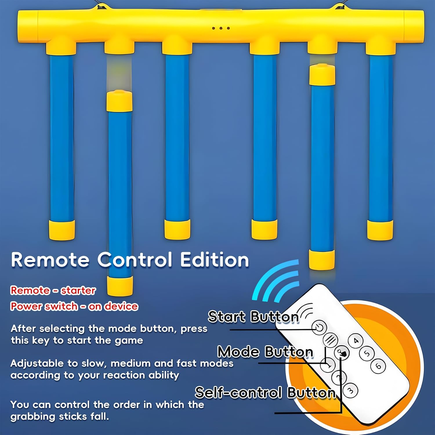 Upgrade Reflex Challenge Game &ndash; Remote Control Catching Drop Sticks Game &ndash; Hand Eye Coordination Reaction Training Toy for Kids & Adults, 3 Adjustable Speeds, Great Gift Active Family Play image number 5