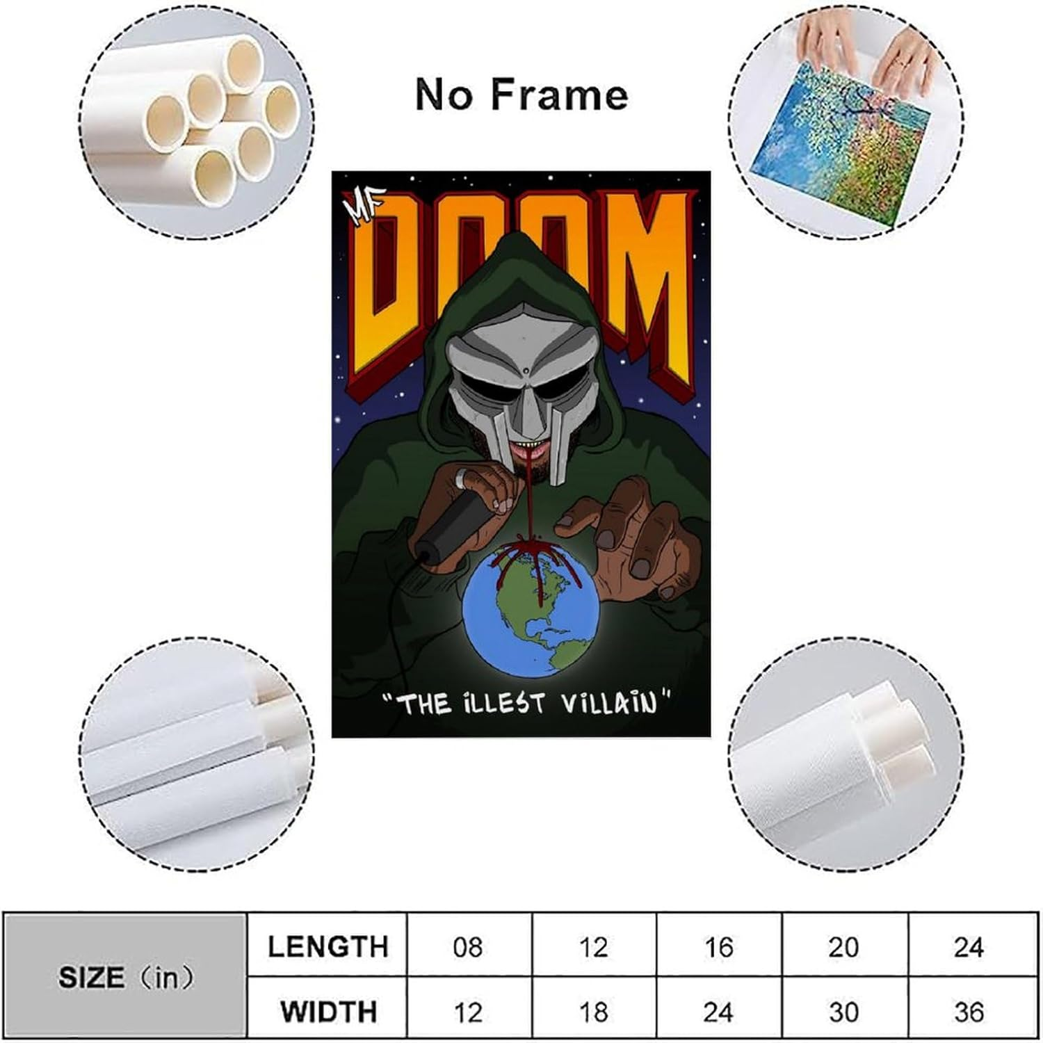 Rapper Mf Doom Poster Poster Canvas Painting Wall Art Picture Home Decor Print for Bedroom Living Room Dorm Study Bar Office 12X18Inch(30X45Cm) image number 6