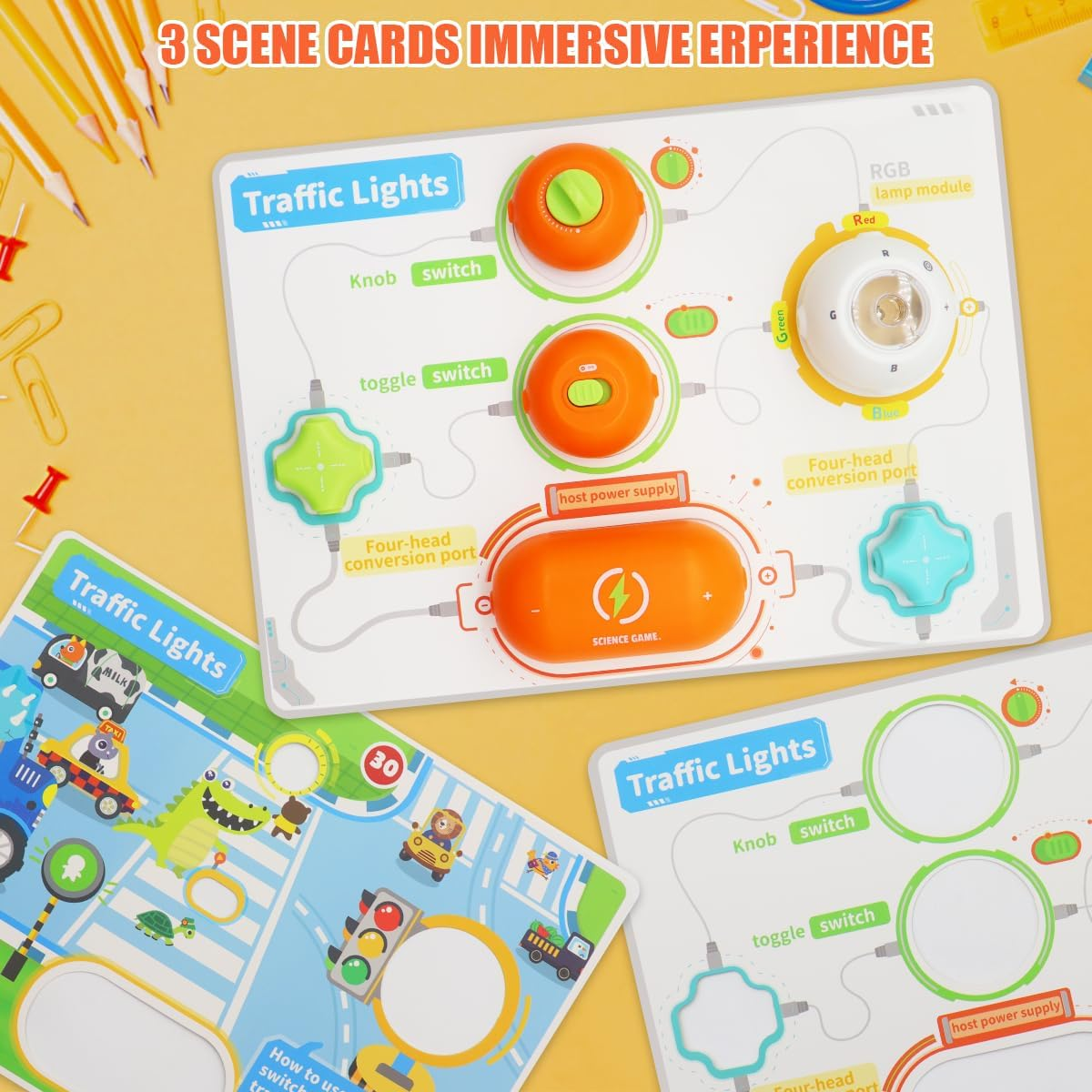 Circuit Kits for Kids - Electronics Exploration Kit over 64 Projects, Physics Science Kits for Kids with Full Project Manual, Circuits Block Board STEM Educational Toy for Boys Girls Toddlers 3+