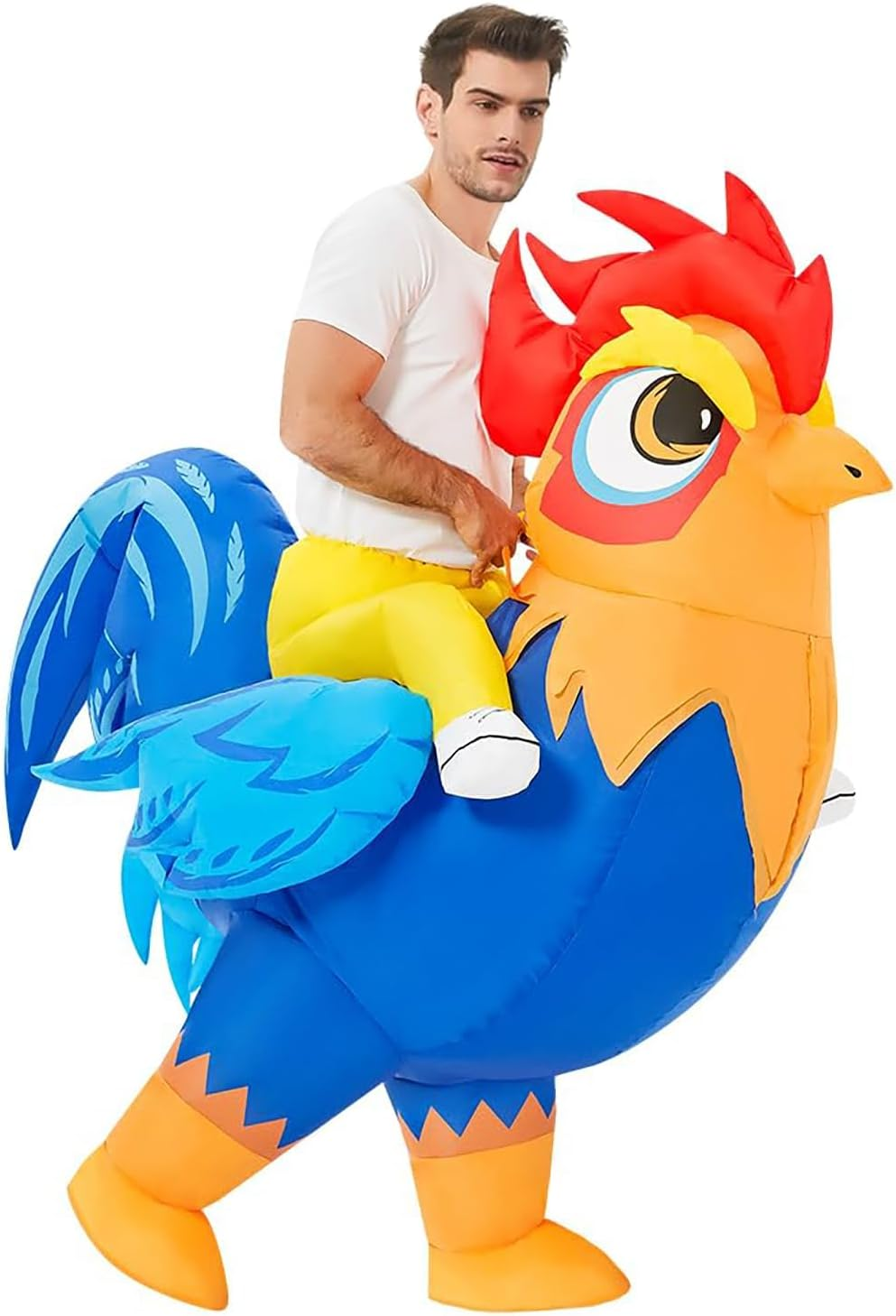 Kapeicamper Inflatable Chicken Costume - Funny Rooster Riding Halloween Blow up Costume for Men and Women