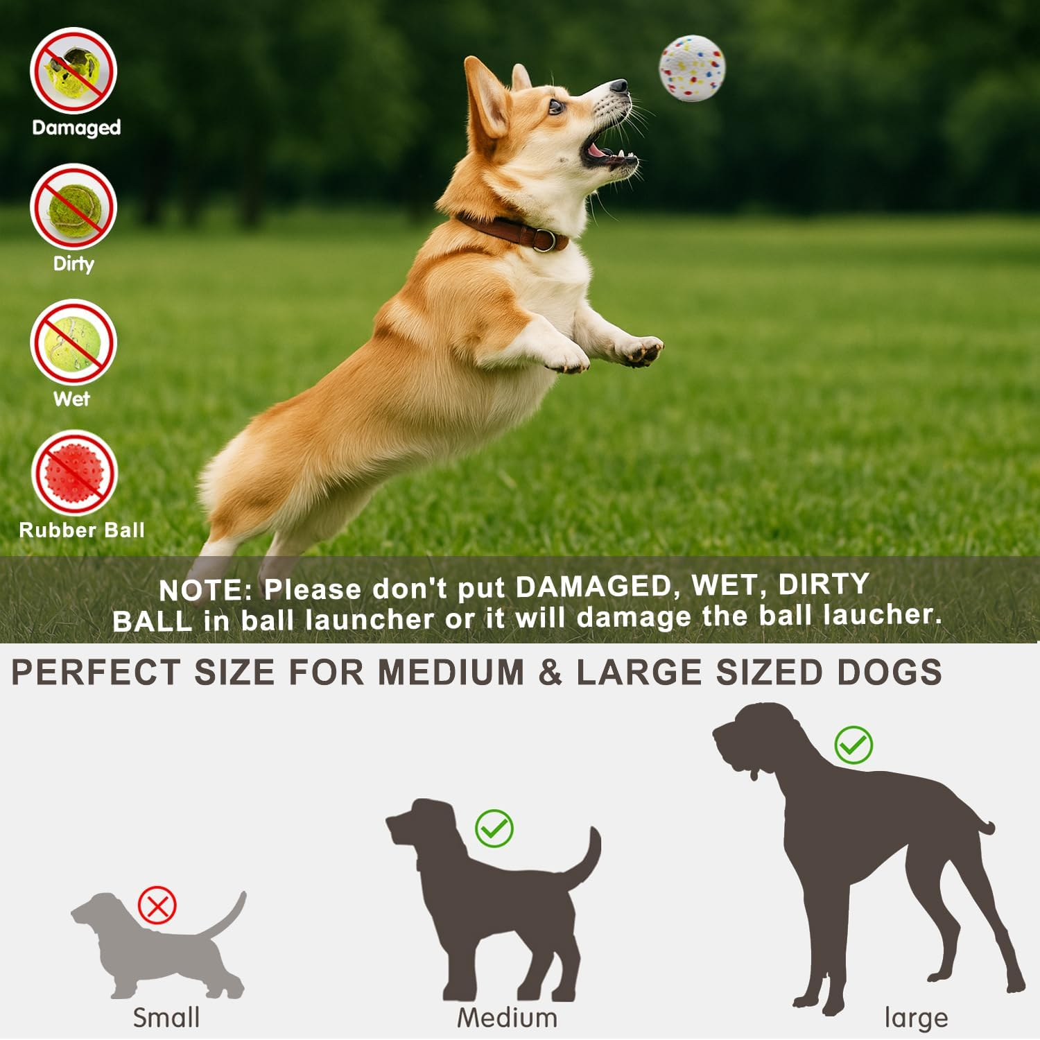 Large Automatic Dog Ball Launcher with 6 ETPU Balls (2.5"), Dog Ball Thrower for Medium & Large Dogs, 3 Adjustable Distance 26-78FT, Remote Control Interactive Ball Launcher for Outdoor image number 1