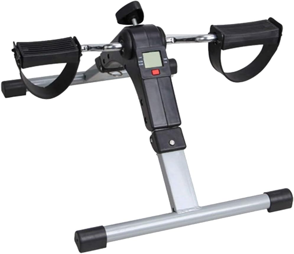 Under Desk Bike, Mutifunction Mini Exercise Bike, Folding Arm and Leg Pedal Exerciser, Portable Foot Peddler Bike, Peddler Machine with LCD Monitor (Black, 41.5*38*93.5 CM) image number 4