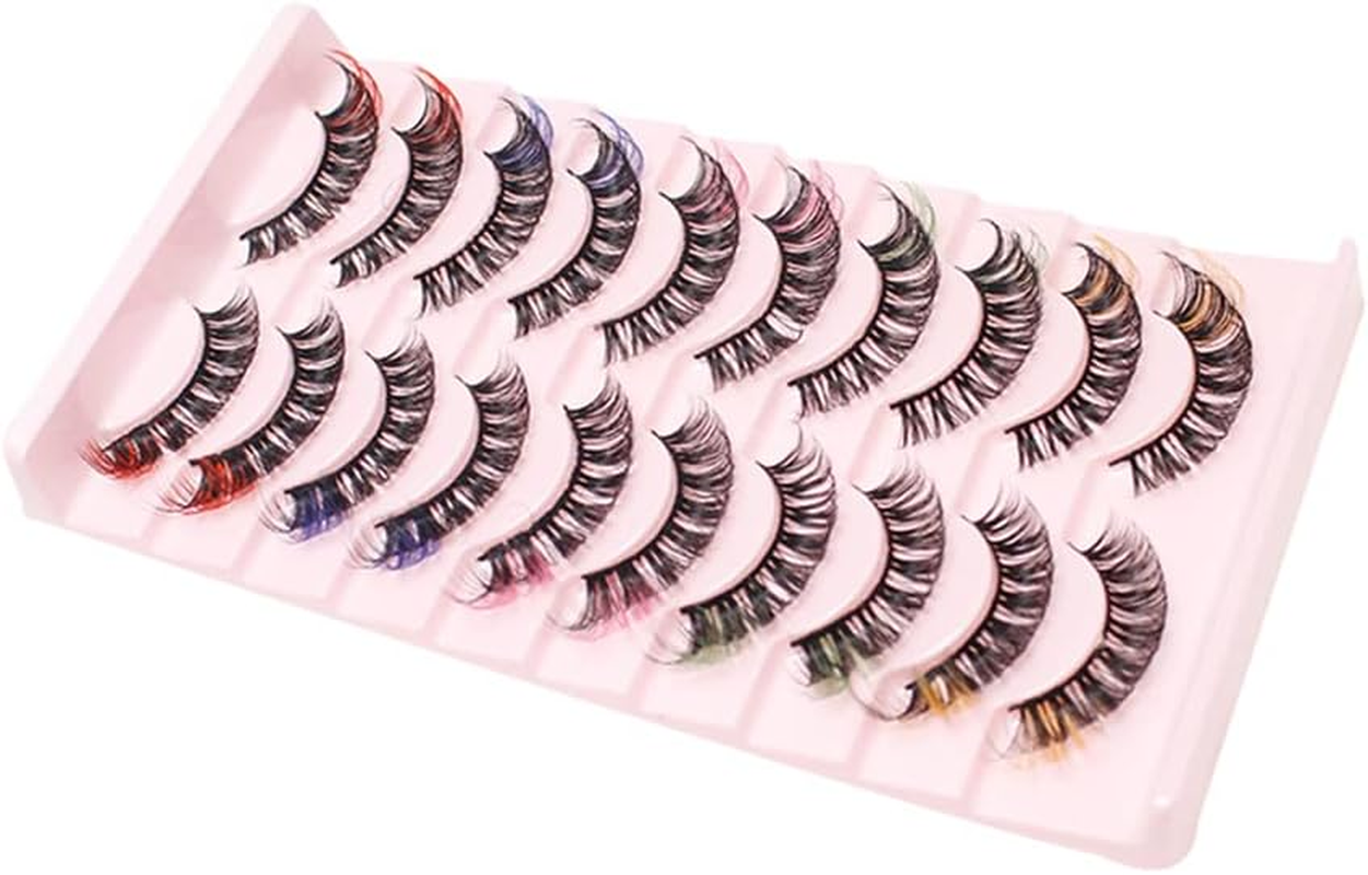 False Eyelashes Coloured Russian Strip Lashes D Curl Wispy Natural Faux Mink Eyelashes Colourful False Eyelashes Makeup for Party Halloween Cosplay (Mix-01) image number 2