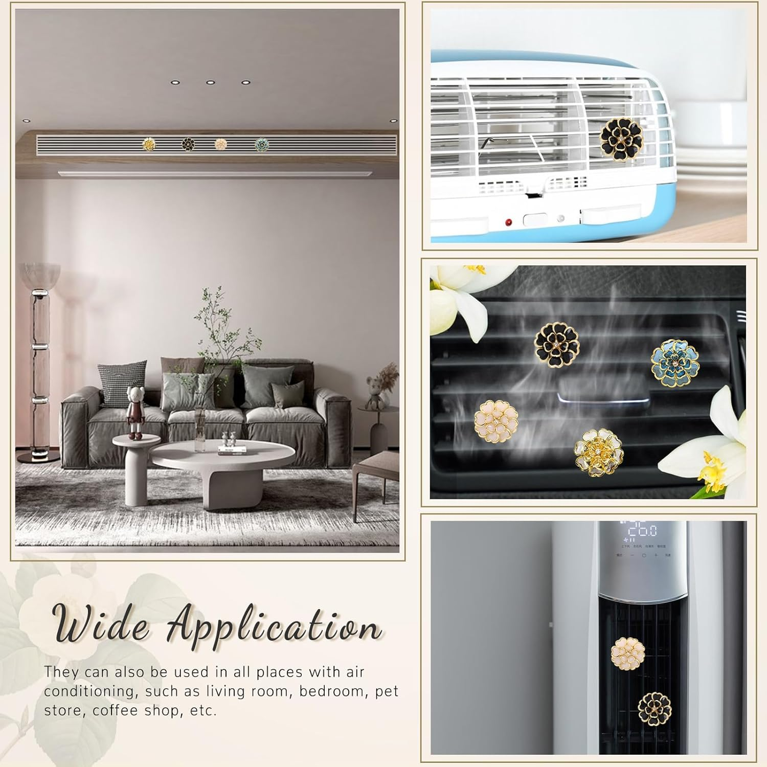 4 Pack Cute Car Air Freshener Vent Clip, Flower Air Conditioner Outlet Diffuser Clip Charm, Women Car Interior Accessories Decoration, 4 Colors image number 5