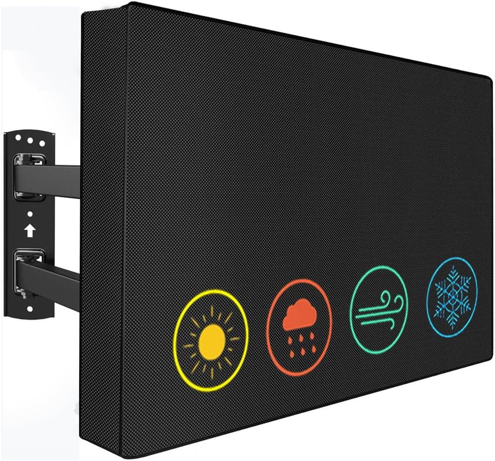 Waterproof Outdoor TV Covers for 55 to 58 Inches outside TV, 600D Thick Fabric TV Screen Protector Cover with Remote Control Pocket - Size 55''W X 35''H X 5.5''D image number 1