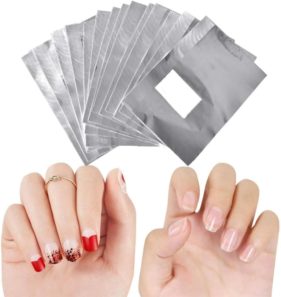 Poemtian 500Pcs Nail Foil Wraps Remover, Nail Polish Remover Wrap, Gel Nail Polish Remover Foil Wraps with Pre-Attached Lint-Free Cotton Pads image number 2