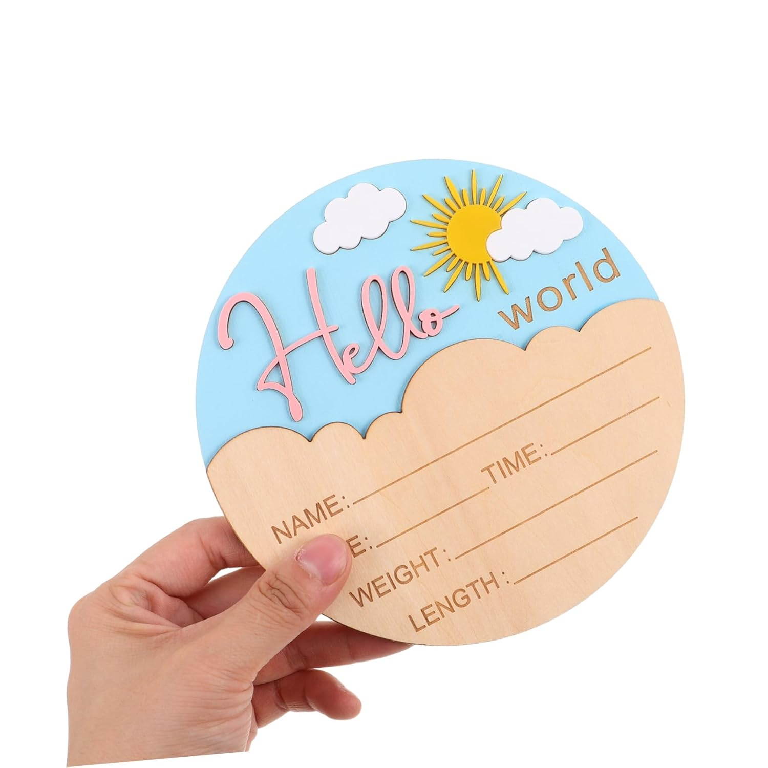 BESPORTBLE Durable Wooden Newborn Announcement Sign with Smooth Rounded Edges Compact Photo Prop Plaque for Shower and Nursery Decoration Reusable Birth Name Plaques for Newborn Welcome - Multi image number 4