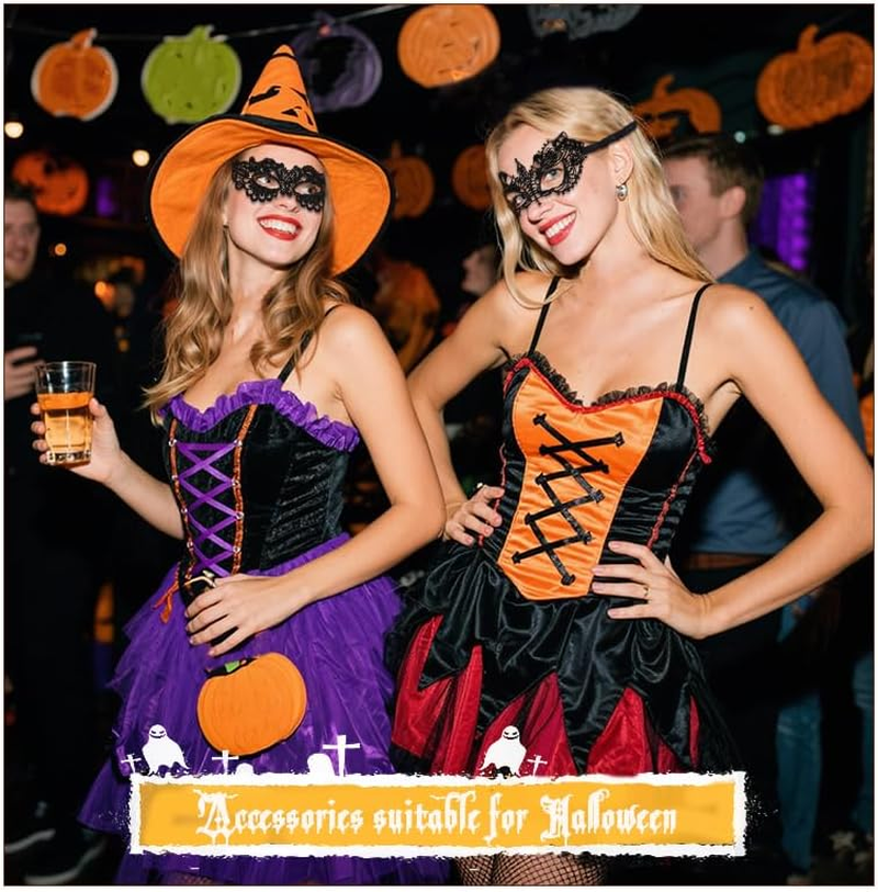 Black Lace Eye Mask Half Face Mask Women Adults Sexy Masks for Party Carnival Cosplay Halloween Accessories for Women Teen Girls Halloween Eye Face Masks 2Pcs image number 3
