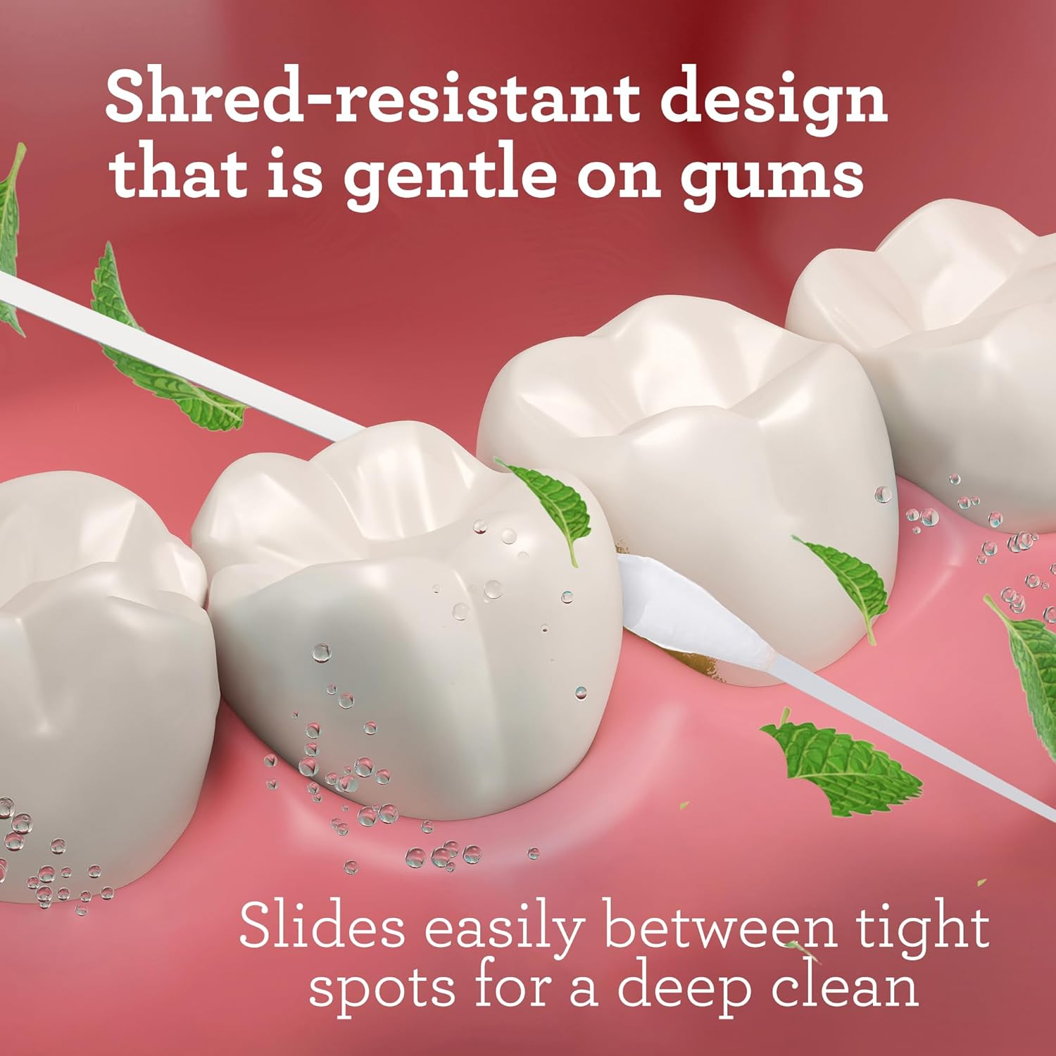 Gurunanda Expandable Waxed Dental Floss for Gentle, Deep Cleaning Wide Teeth Flossing - Peppermint Flavor - 55 Yards image number 3