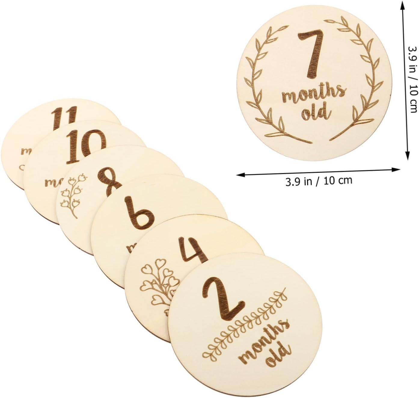 6Pcs Boy Girl Monthly Milestone Cards High Contrast Wooden Birth Cards for Photography Newborn Shower Fashion Design image number 6