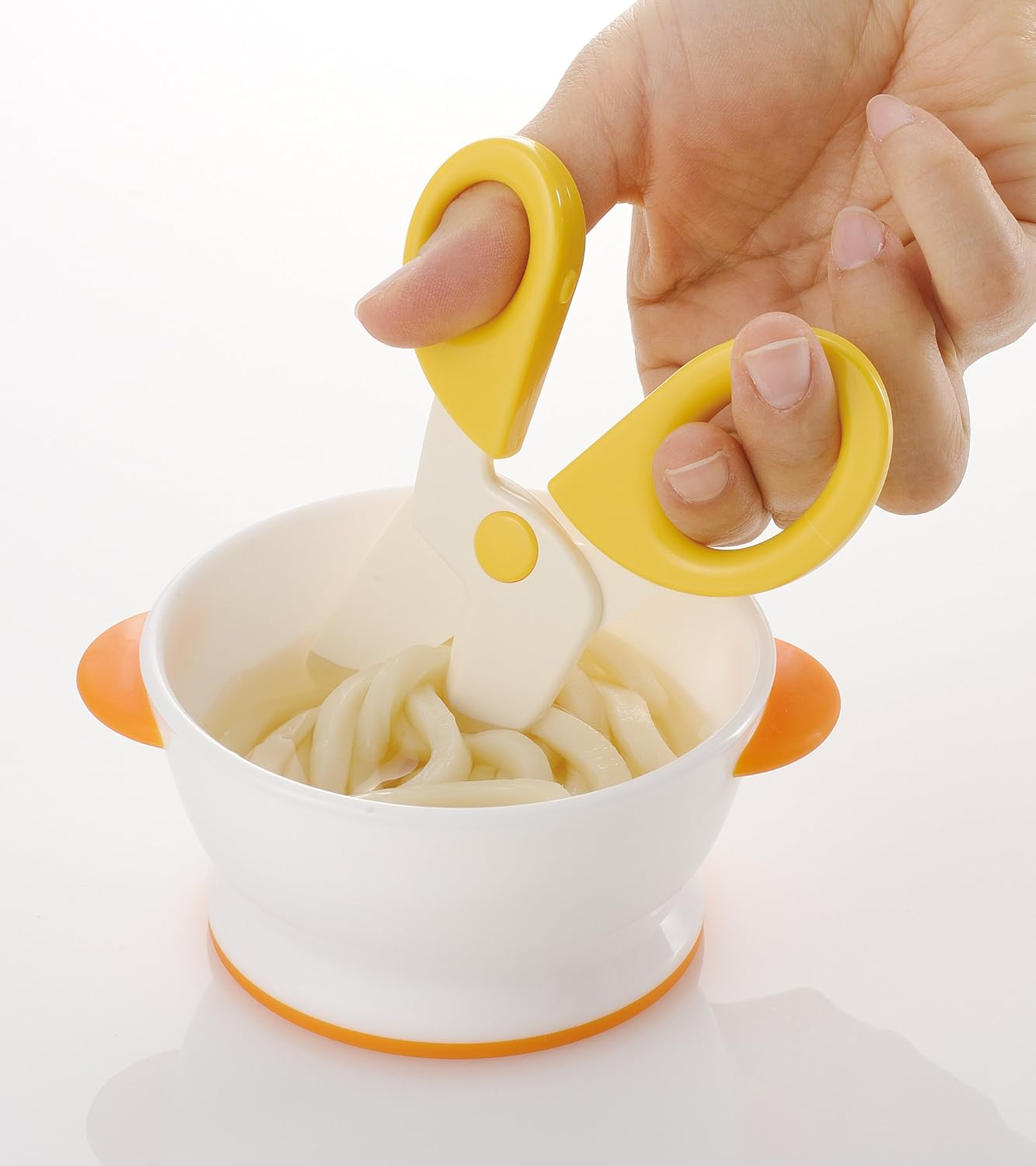Richell Odekake Lunch-Kun Baby Food Scissors, 2.6 X 0.4 X 4.6 Inches (6.7 X 1.1 X 11.7 Cm), Yellow, Chemical Disinfectable, Case Included