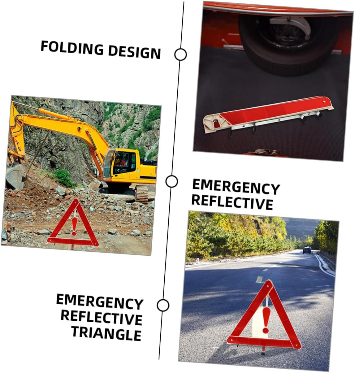 CANIGHT 3Pcs Roadside Warning Triangle Reflective Safety Sign Kit for Cars Trucks image number 2