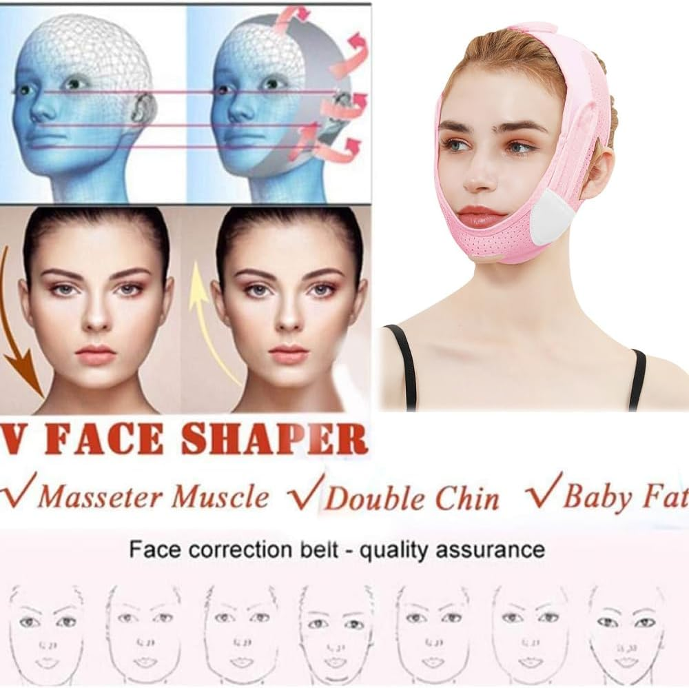 Chin Strap,Face Contouring Sleeping Mask,Jawline Shaper,Face Firming Mask,V Line Facial Slimming Strap,Chin Slimming Band,Jaw Exerciser,Reusable Chin Strap image number 1