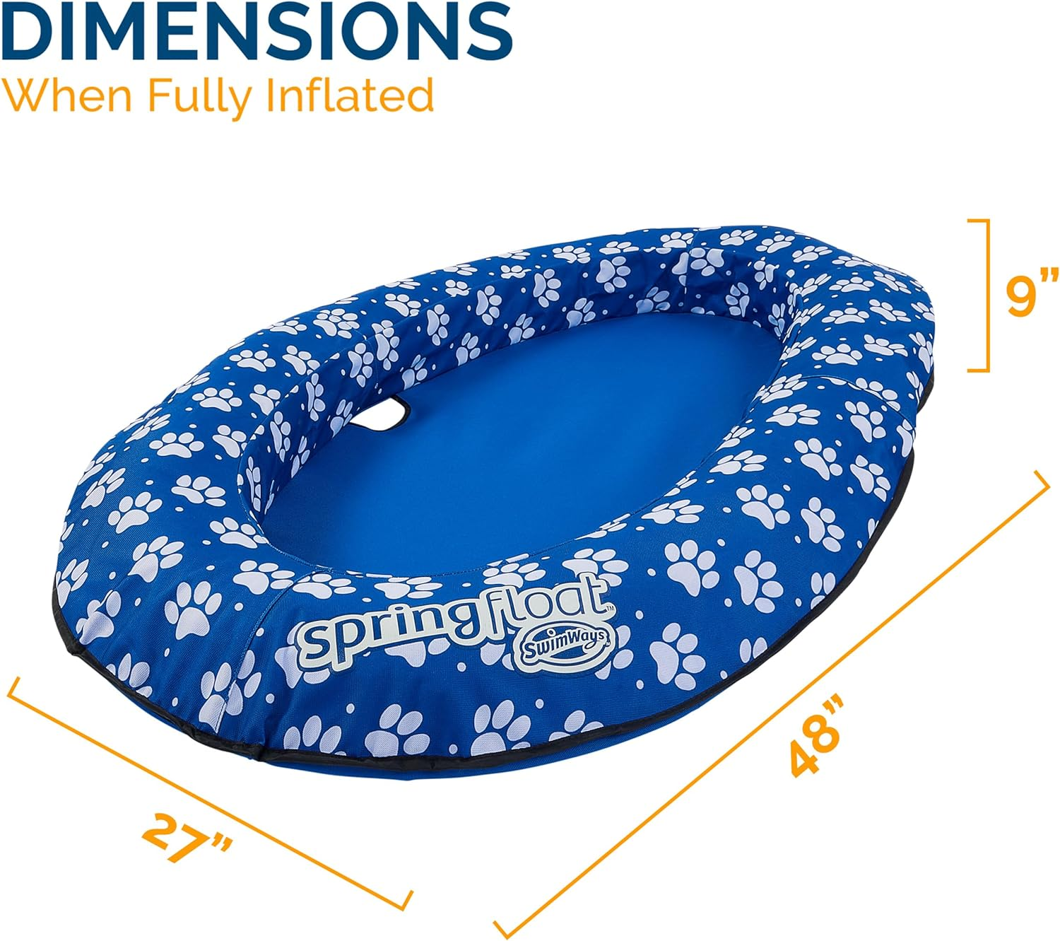Swimways Spring Float Paddle Paws Dog Pool Float - Small (0-65 Lbs), Blue image number 4