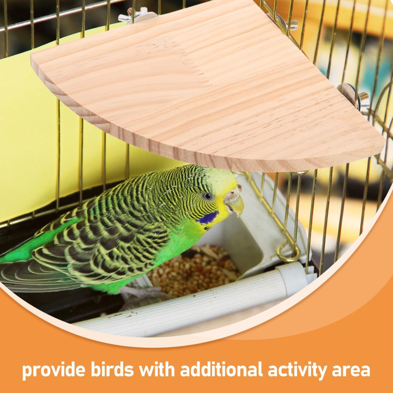 Didiseaon Bird Perch Platform for Parrots Fan Shape Corner Shelf Durable Chew Resistant Stand for Budgies Cockatiels Conures Macaws African Greys Easy Installation image number 4