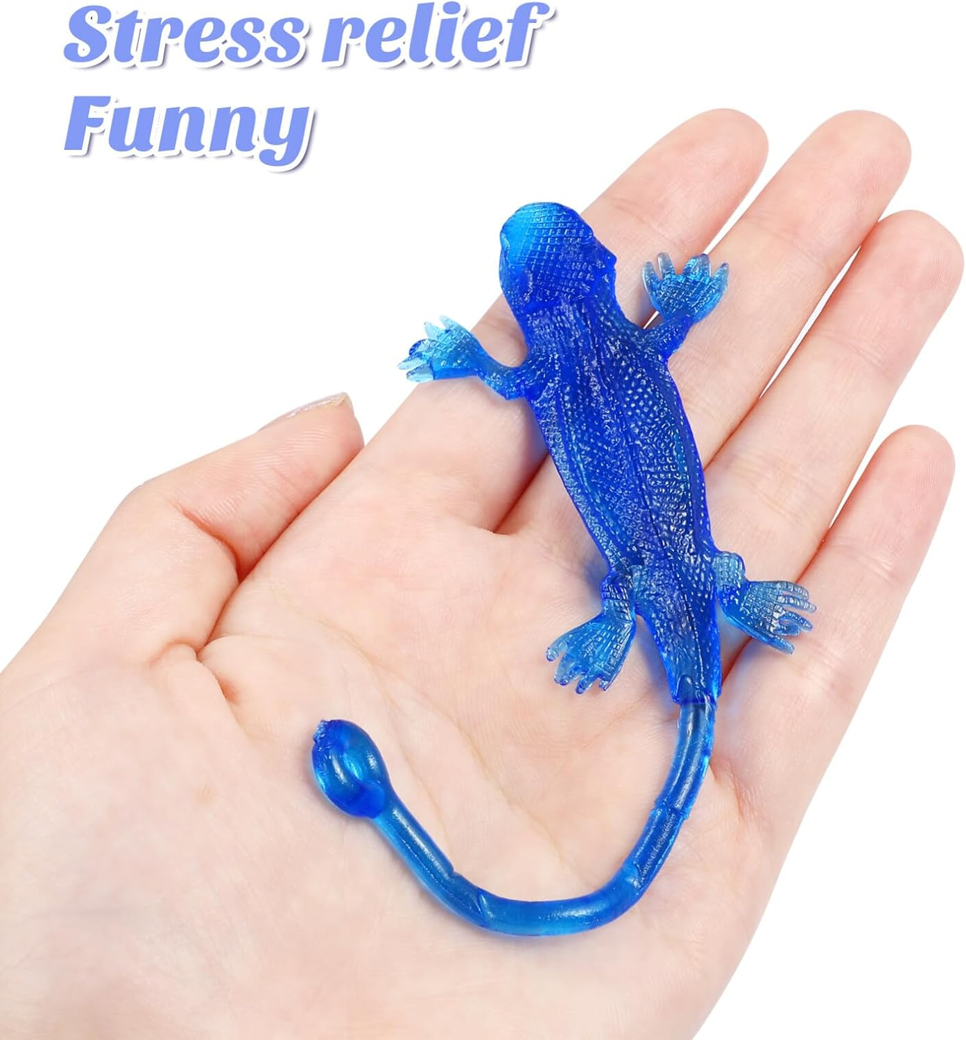 NUOBESTY Stretchy Lizard Toy: 24Pcs Sticky Lizard Rubber Lizard Toys Kids Sticky Gecko Lizard for Party Favors, Halloween, Easter Egg Basket Stuffers
