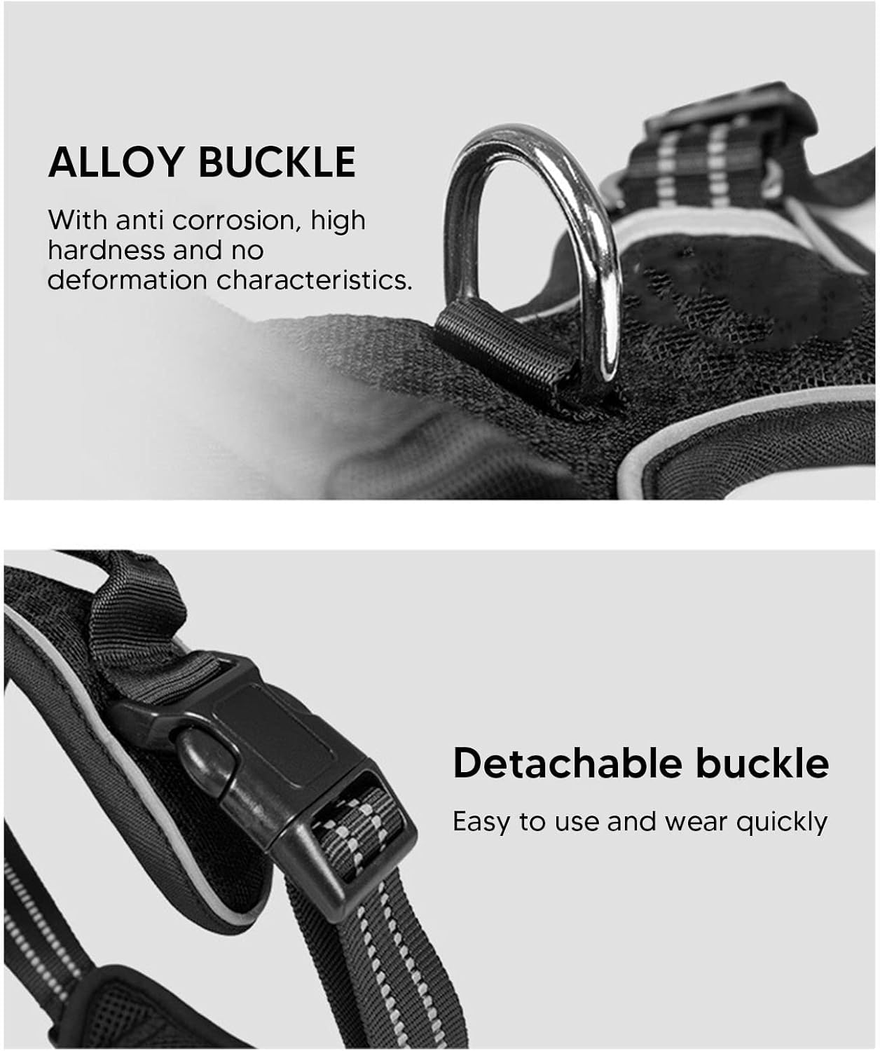 Dog Harness, Adjustable Breathable Reflective Dog Vest with Alloy Traction Buckle, No Pull Pet Chest Harness for Small Medium Large Dogs Outdoor Walking Training (S)