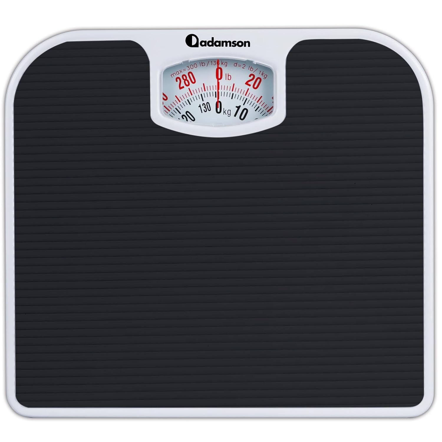Adamson A21 Analog Scales for Body Weight - up to 300 LB - New Version - Anti-Skid Rubber Surface + Large Numbers - Analog Bathroom Scale - Affordable - Durable with 20-Year Assurance - Black image number 2