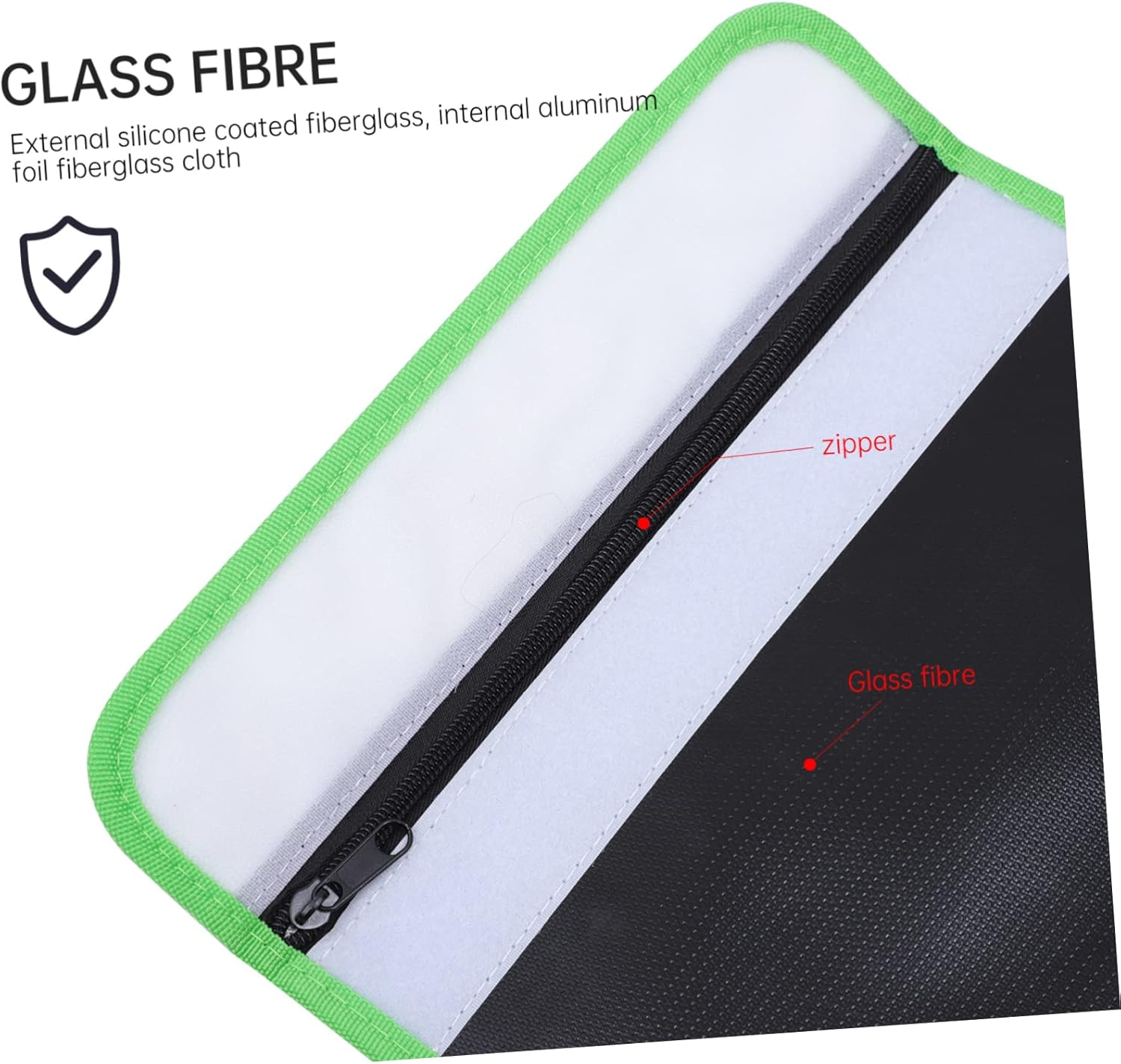 Jojofuny Fireproof File Bag 37.5X28.5Cm Waterproof Document Holder Portable Fireproof File Pouch Black Green Trim Suitable for Document Storage image number 4