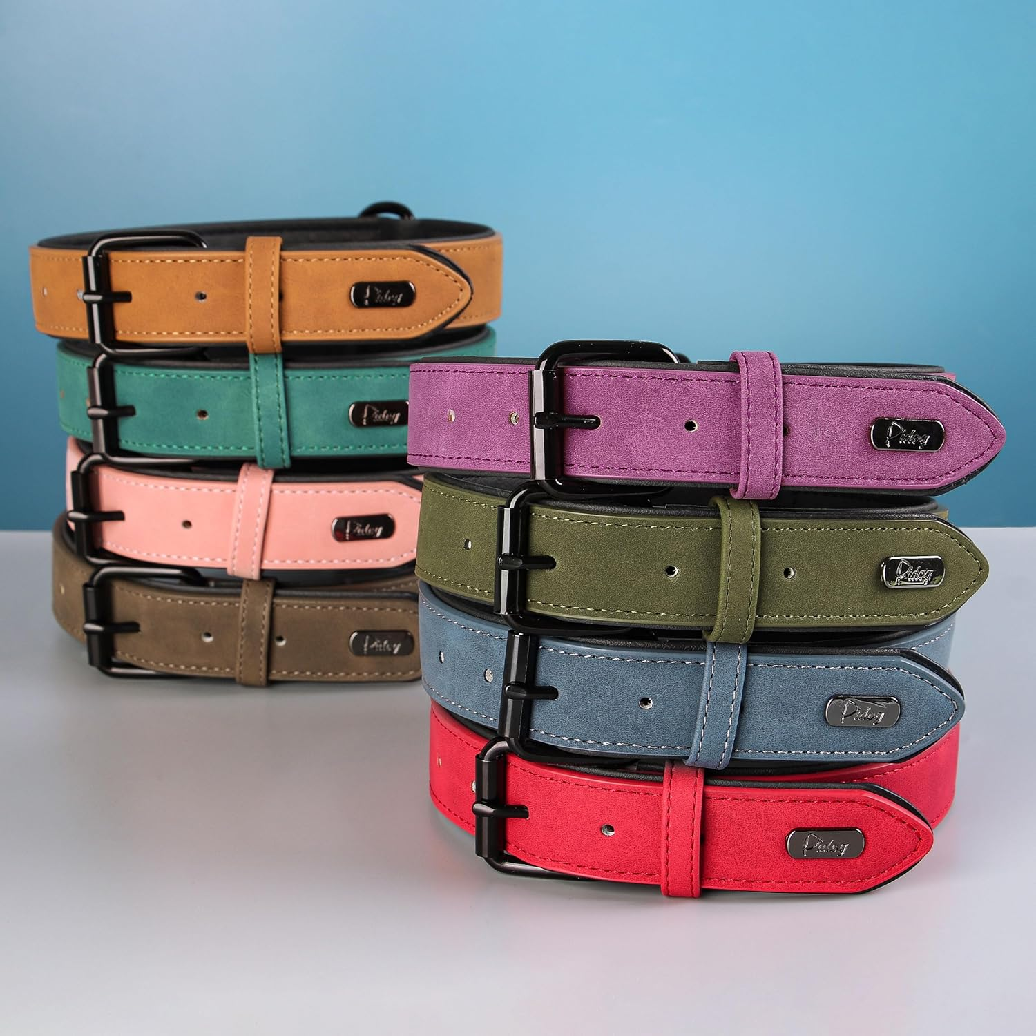 Didog Soft Padded Leather Dog Collar, Breathable Heavy Duty Dog Collar Leather with Adjustable Rust-Proof Metal Buckle for Small Medium Large Dogs, Brown, M image number 5