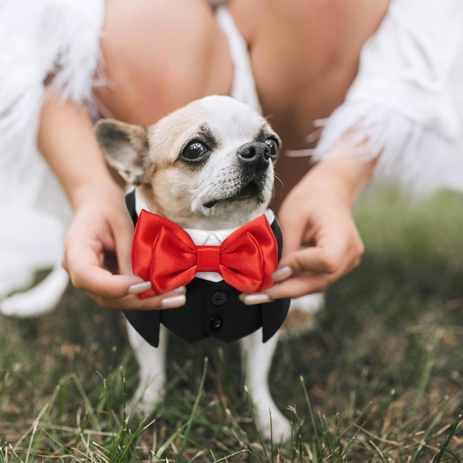 Dog Bandana, Dog Bandana Christmas Dog Bow Tie Bandana Dog Large Dog Suit Wedding Dog Tuxedo Bandana (Black, L) image number 3