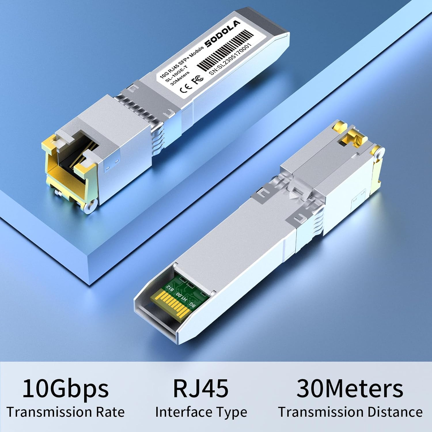 SODOLA 10Gbase-T RJ45 SFP+ Module, 10G SFP+ RJ-45 Copper Transceiver for SODOLA, SFP to Ethernet, Plug and Play,Hot Pluggable,Up to 30M Distance Copper SFP Modules (1 Pack) image number 2