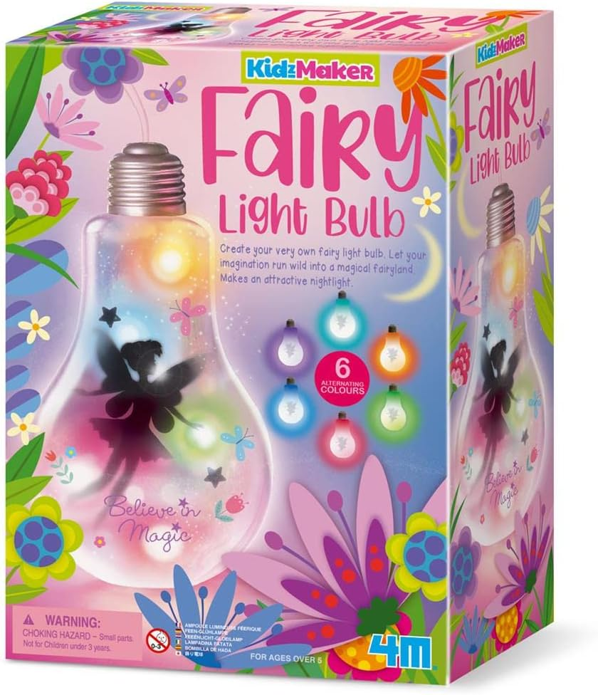 4M Kidzmaker Fairy Light Bulb, 6 Colour-Changing Modes, Battery Powered String Lights, Decorate Yourself with Stickers and Tissue Paper, Inspires Creativity image number 2