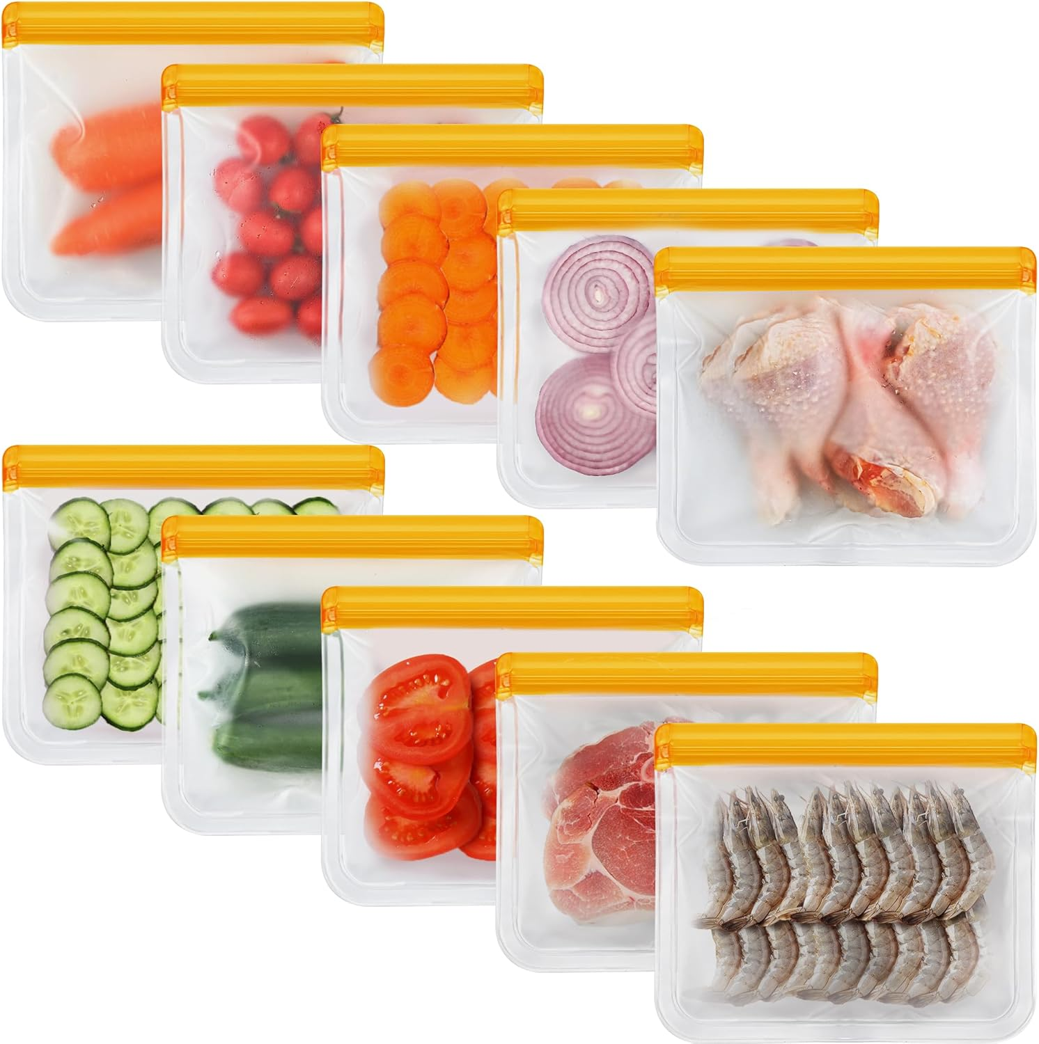 10 Pack Reusable Sandwich Bags, Reusable Silicone Bags Food Storage Bags, Freezer Bag Home Fridge Kitchen Organization and Storage Lunch Meal Prep Sandwich Containers image number 5