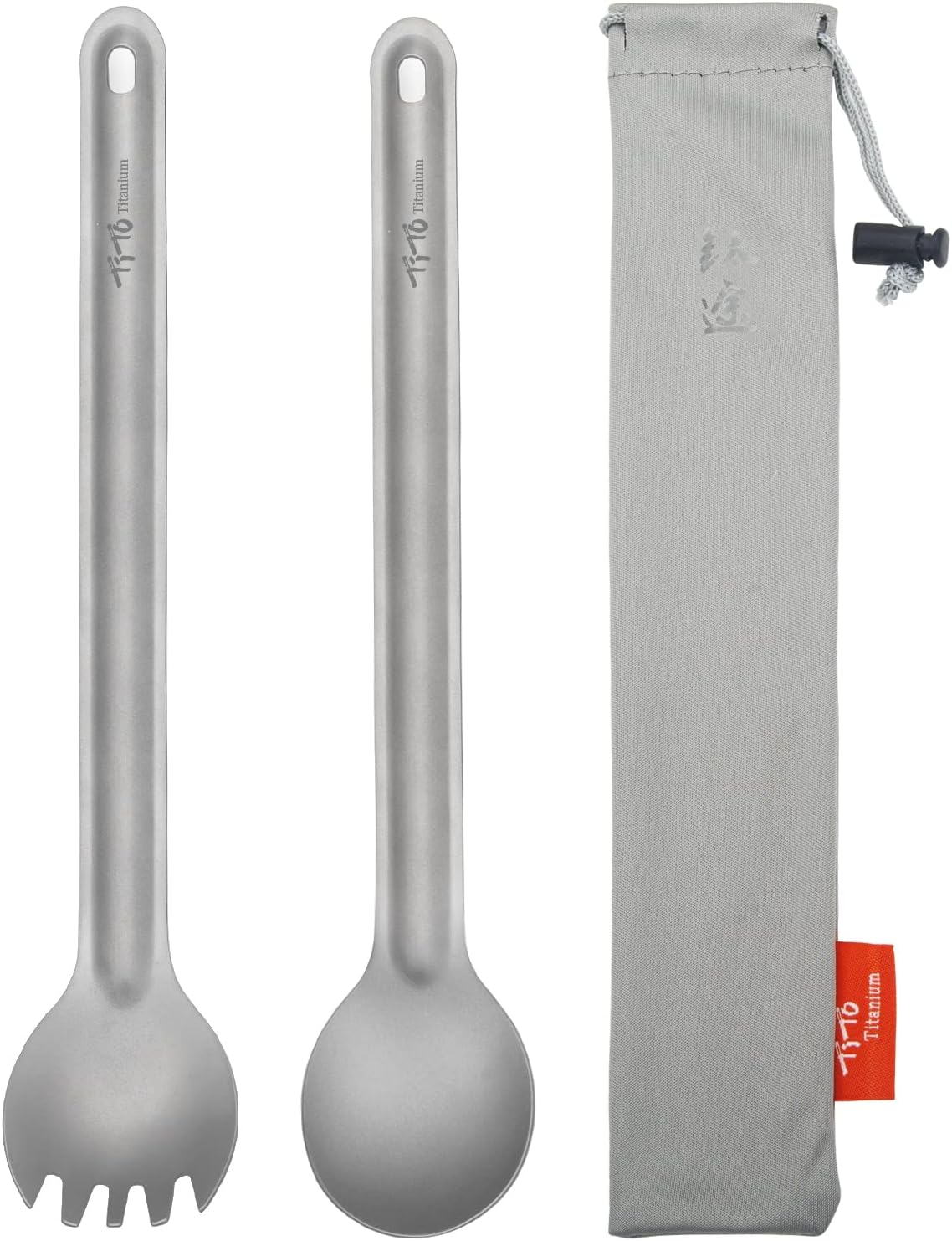 Tito Titanium Long Handle for Spork Outdoor Ultralight Portabale Flatware with Camping Backpacking