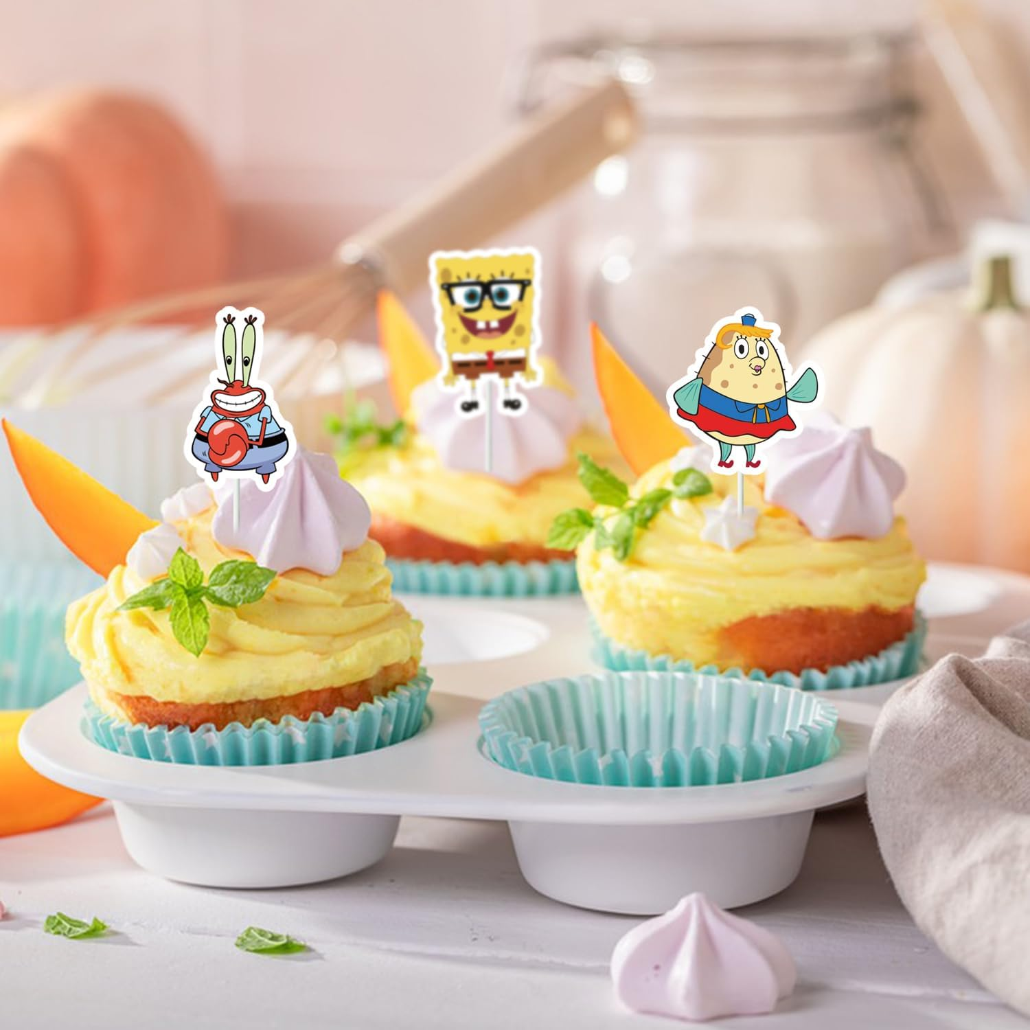 Sponge Cake Decoration 49 Pieces Cake Decoration Cake Topper Cupcake Topper for Children, Girls, Boys, Birthday Cake Decoration image number 3