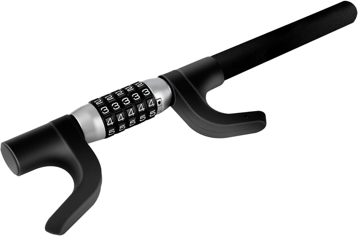 AIMALL Adjustable Steering Wheel Code Lock for Cars, Heavy-Duty Anti-Theft Security Lock with Steel Body and Combination Lock, 18.3In&ndash;28.1In, Black, Scratch-Resistant Cover image number 6
