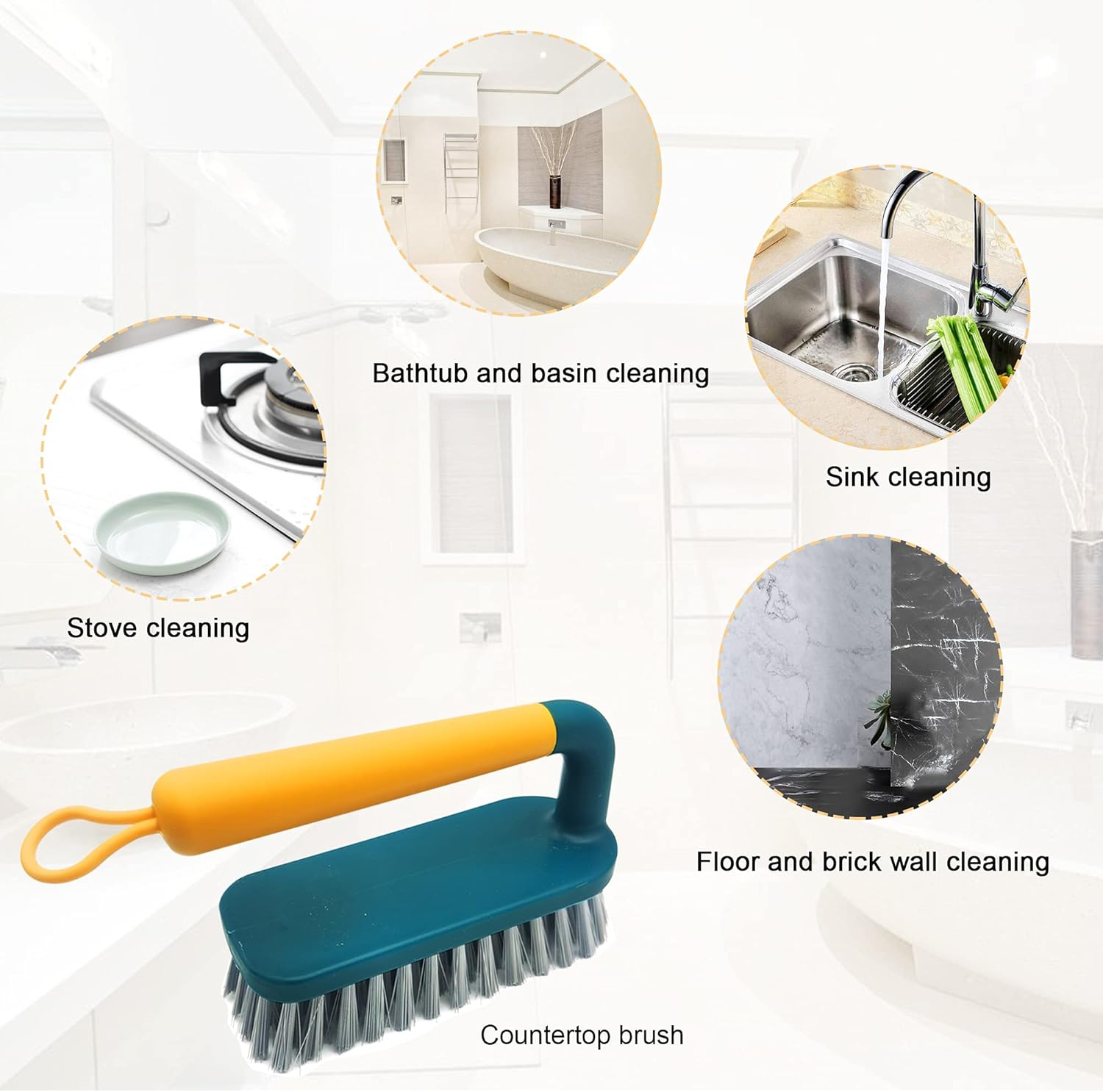 IZSOHHOME Household Universal Tool Brush Set,Kitchen Brush,Garage Brush,Toilet Brush,Mini Broom&Dustpan,Dish Brush,Bottle Brush,Desktop Broom,Squeegee,Kitchen Cleaning,Protect Tableware Surface - White image number 7