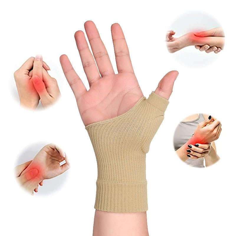 1 Pair Wrist Thumb Compression Gloves with Thumb Anti-Injury Pads, Thumb Support Brace Gloves, Wrist Support Brace Fingerless Gloves for Arthritis Joint Pain Tendonitis Sprains Pain Relieve (Black) image number 2