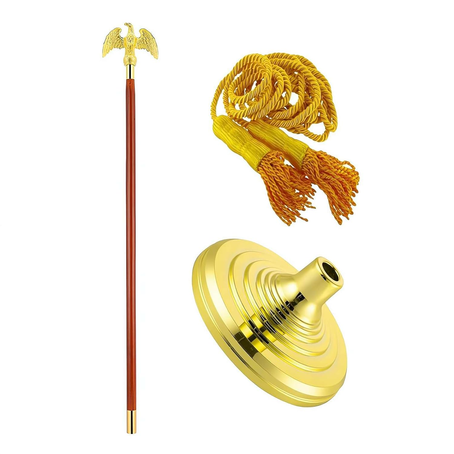 8 Ft Indoor Flag and Pole Set with Brass Fittings, Oak Flagpole with Flagpole, Base and Tassel for Lobby Office Conference Room image number 6