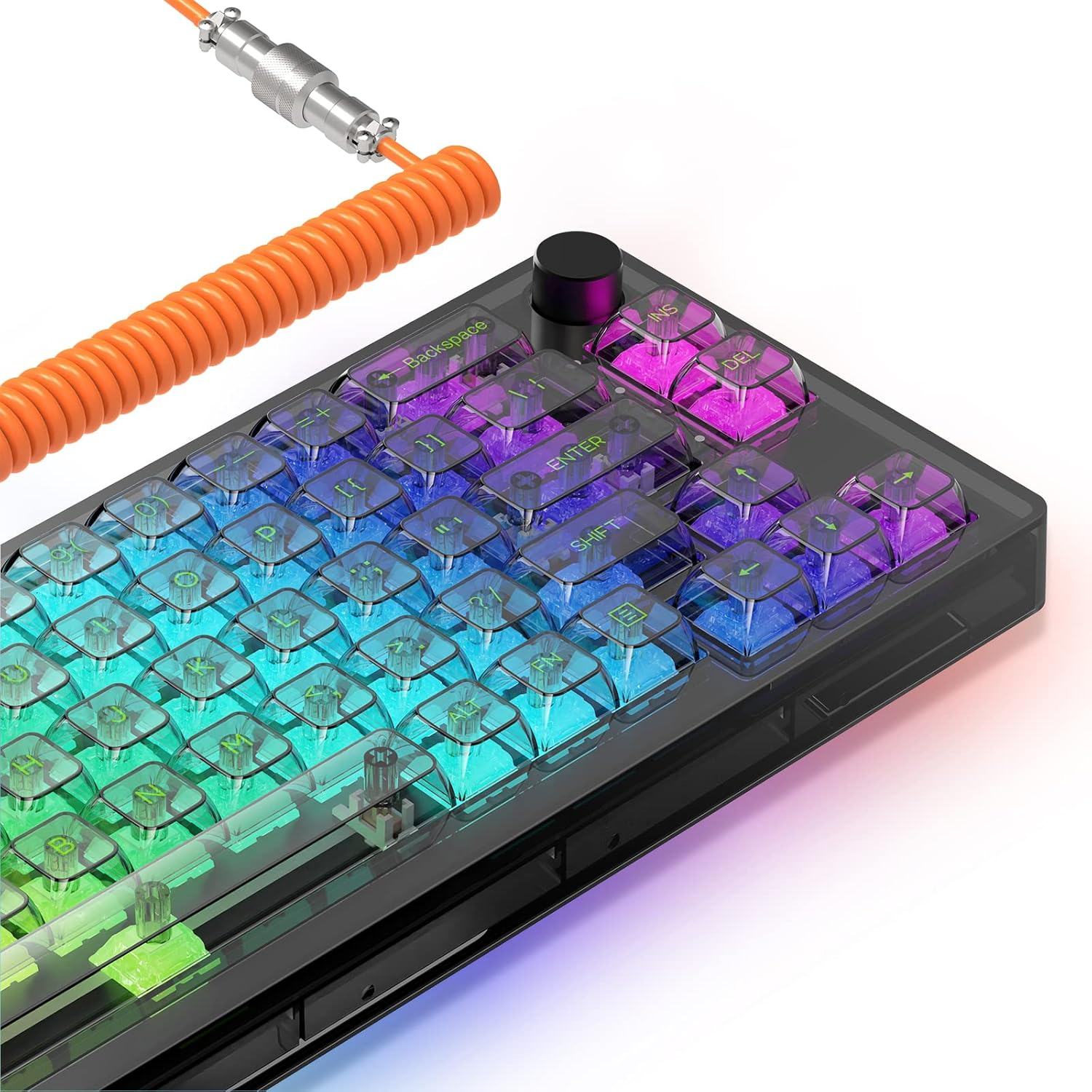 MAGIC-REFINER MK31 60% Wired Hot Swappable Mechanical Keyboard with Transparent Keycaps, Compact 66 Keys Chroma RGB Backlit Ergonomic Custom Gaming Keyboard Knob Control for PC/MAC image number 2