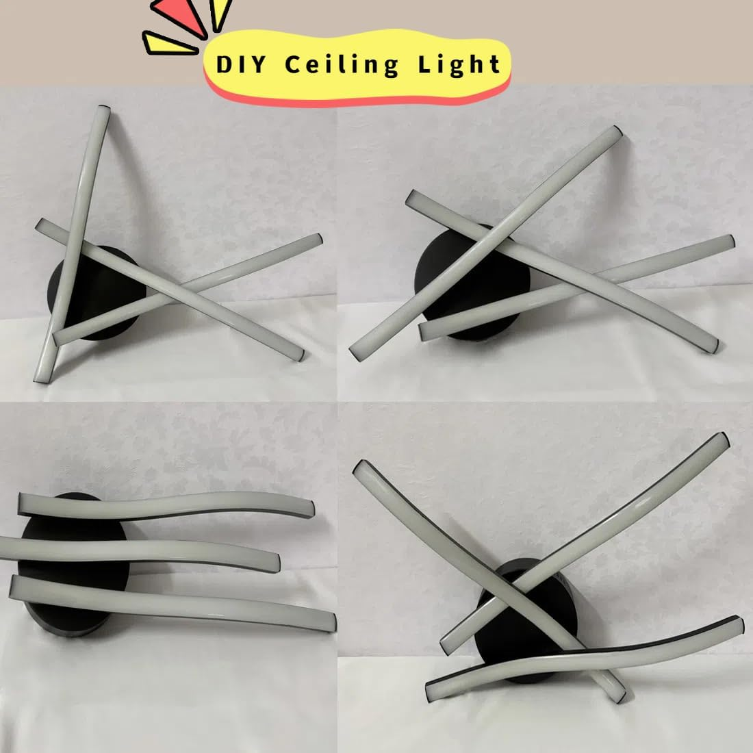 Modern Led Chandelier Black Semi Flush Mount Ceiling Light Fixture,Diy Hallway Light for Hallway, Entrance, Cafe,Living Room, Bedroom, Corridor, Porch