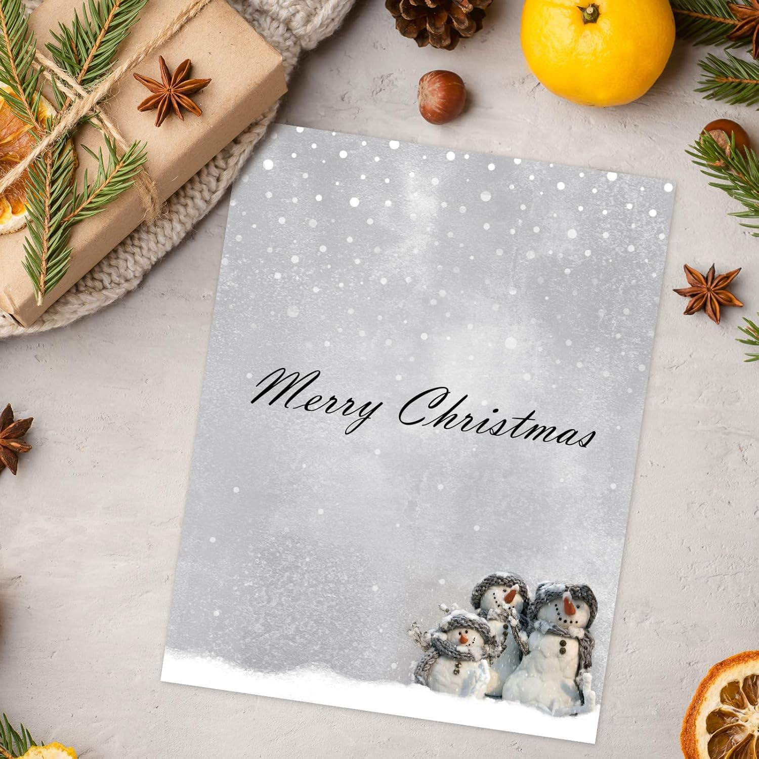 Anydesign 80 Pack Winter Stationery Letterhead Paper Snowman Snowflake Letter Paper Gray Writing Paper Notes Greeting Paper for Christmas Invitation Office Printing Supplies, 8.5 X 11 Inch image number 2