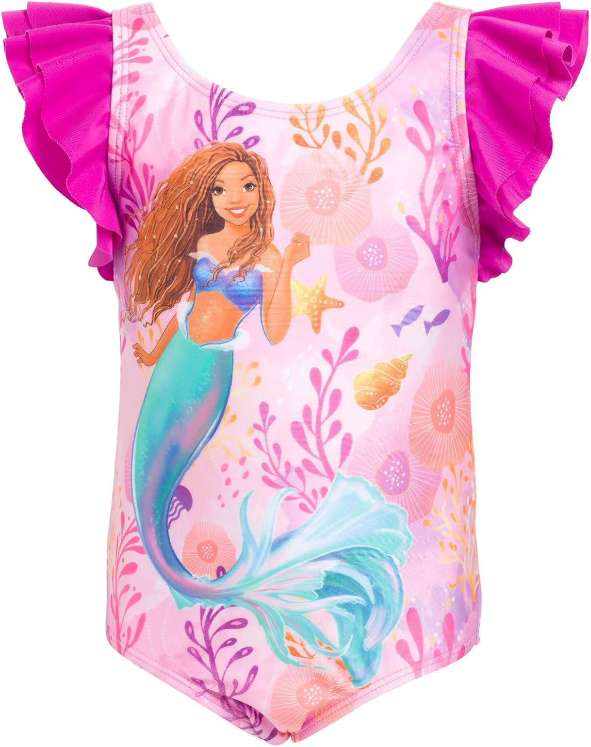 Disney Little Mermaid Ariel Girls One Piece Bathing Suit Toddler to Big Kid image number 3