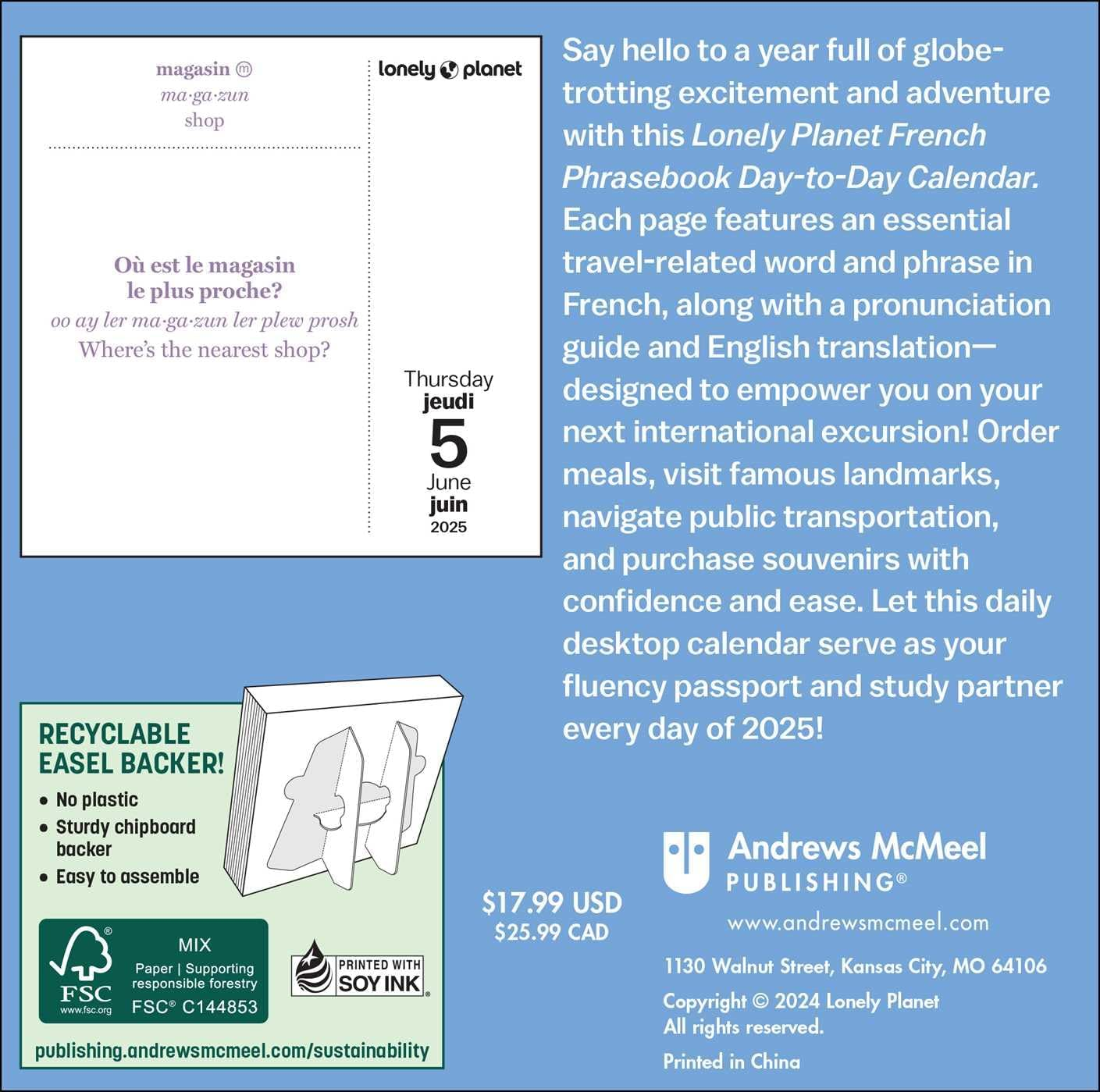 Lonely Planet: French Phrasebook 2025 Day-To-Day Calendar image number 4