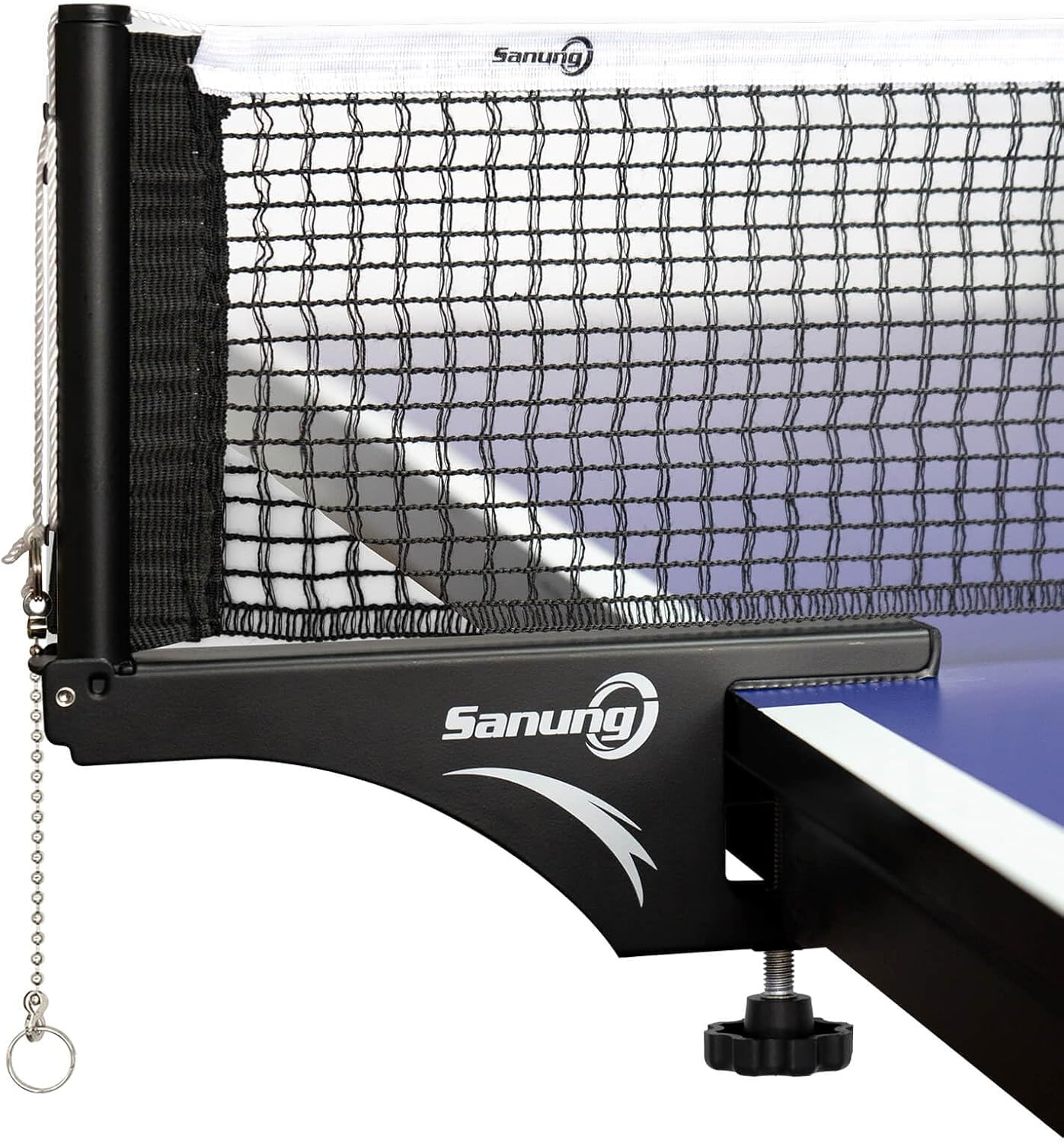 Sanung S207 Table Tennis Net and Post Set, Collapsible Ping Pong Mesh Net Clip with High Strength Grip Holder Adjustable Screw Clamp Post Kit for Professional Training Competition Game Playing image number 4