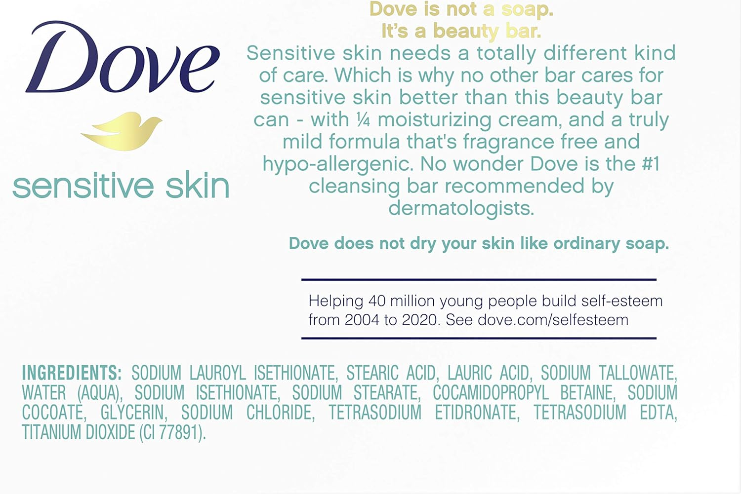 Dove Bar Soap for Sensitive Skin 3.15 Oz (Pack of 8) image number 3