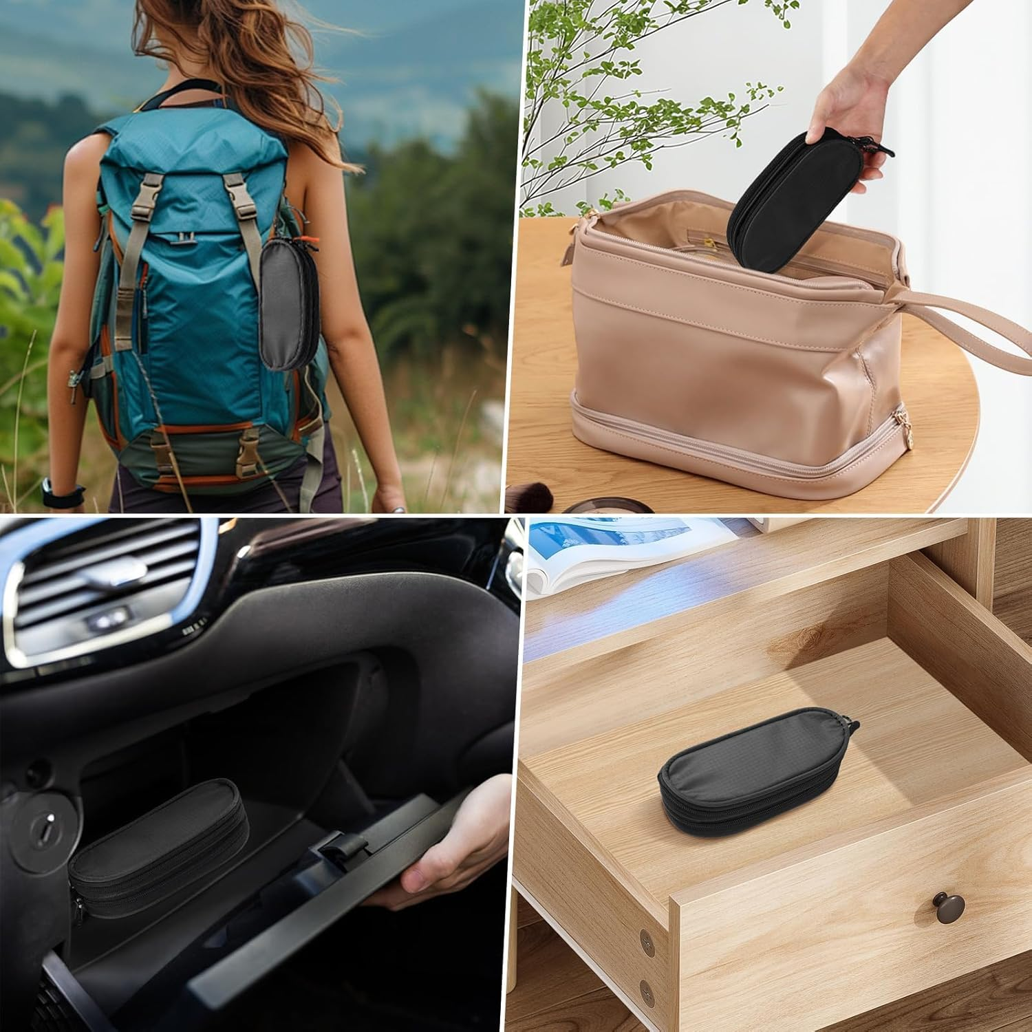 SVNXI Double Eyeglasses Case Soft Portable Zipper Sunglasses Pouch with Keychain Clip for Men Women, Brown Flower - Army Green image number 3