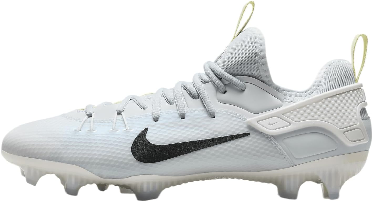 Nike Huarache 9 Elite Low LAX Lacrosse Cleats (FD0089-100, White/White/Metallic Vivid Gold)