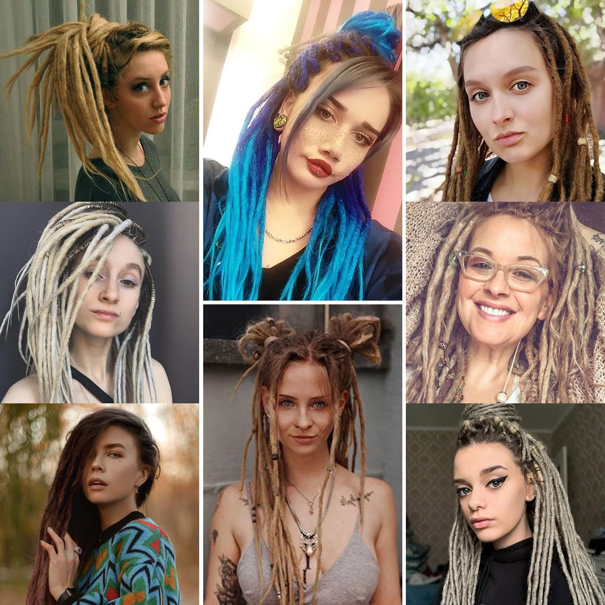 KRALER Thin Ombre Brown to Blonde Dreadlocks Extensions 22" 0.6Cm Synthetic Crochet Braided Hair Backcombed Dreads Extensions(10 Strands) image number 3