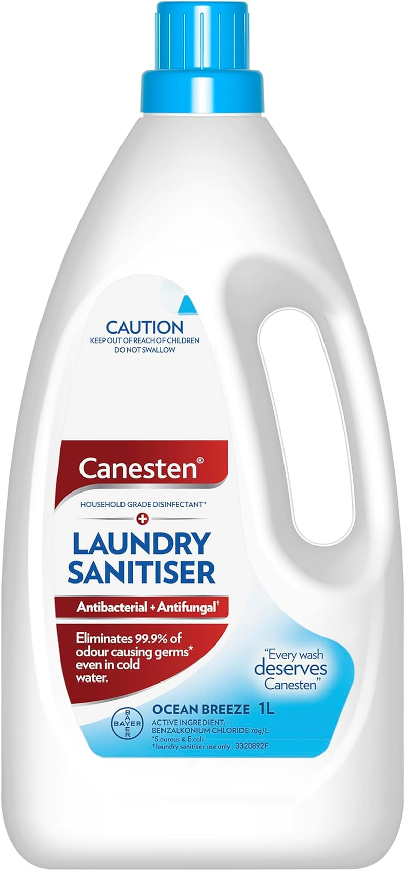 Canesten Antibacterial and Antifungal Hygiene Laundry Liquid Rinse, Eliminates Bacteria and Fungi from Your Washing, 1 Litre