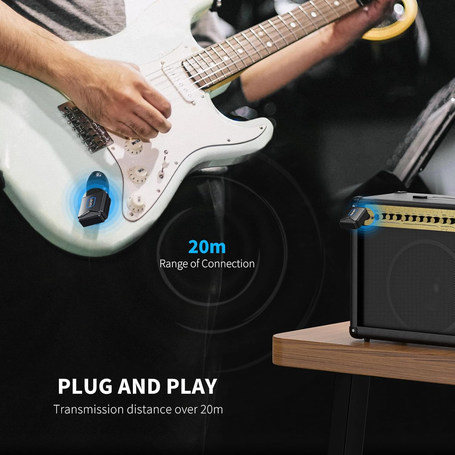 LEKATO Wireless Guitar System with Charging Box 5.8Ghz Audio Wireless Transmitter Receiver Wireless Guitar Transmitter and Receiver Rechargeable Wireless Audio System for Electric Guitar Bass image number 6
