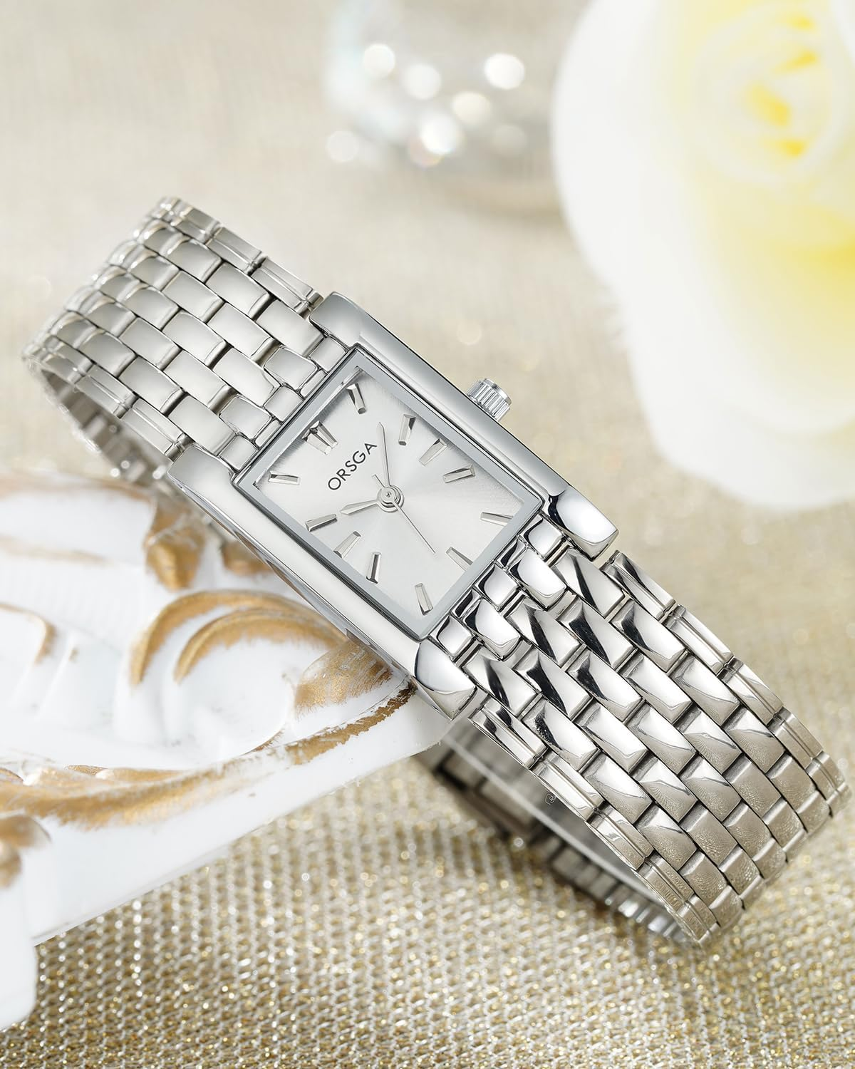 CIVO Ladies Watches for Women Square Waterproof Stainless Steel Analog Quartz Wrist Watch Small Fashion Elegant - C Silver image number 5