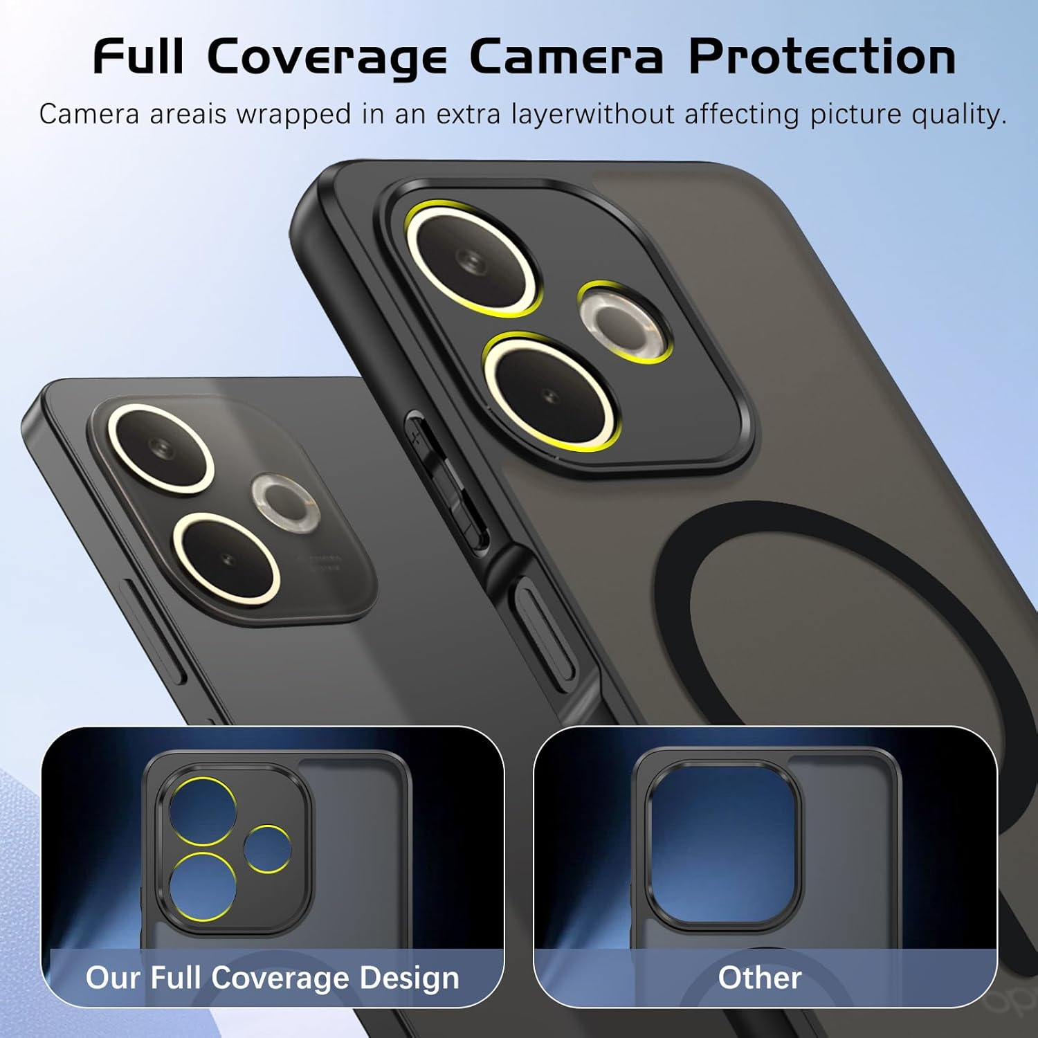 DOMAVER for Oppo A5 Pro Case Magnetic Translucent Matte Back Phone Case, [Camera Protection] Skin-Friendly Touch Slim Shockproof Full-Body Protective Cover for Oppo A5 Pro 5G 6.67 Inch, Black image number 1